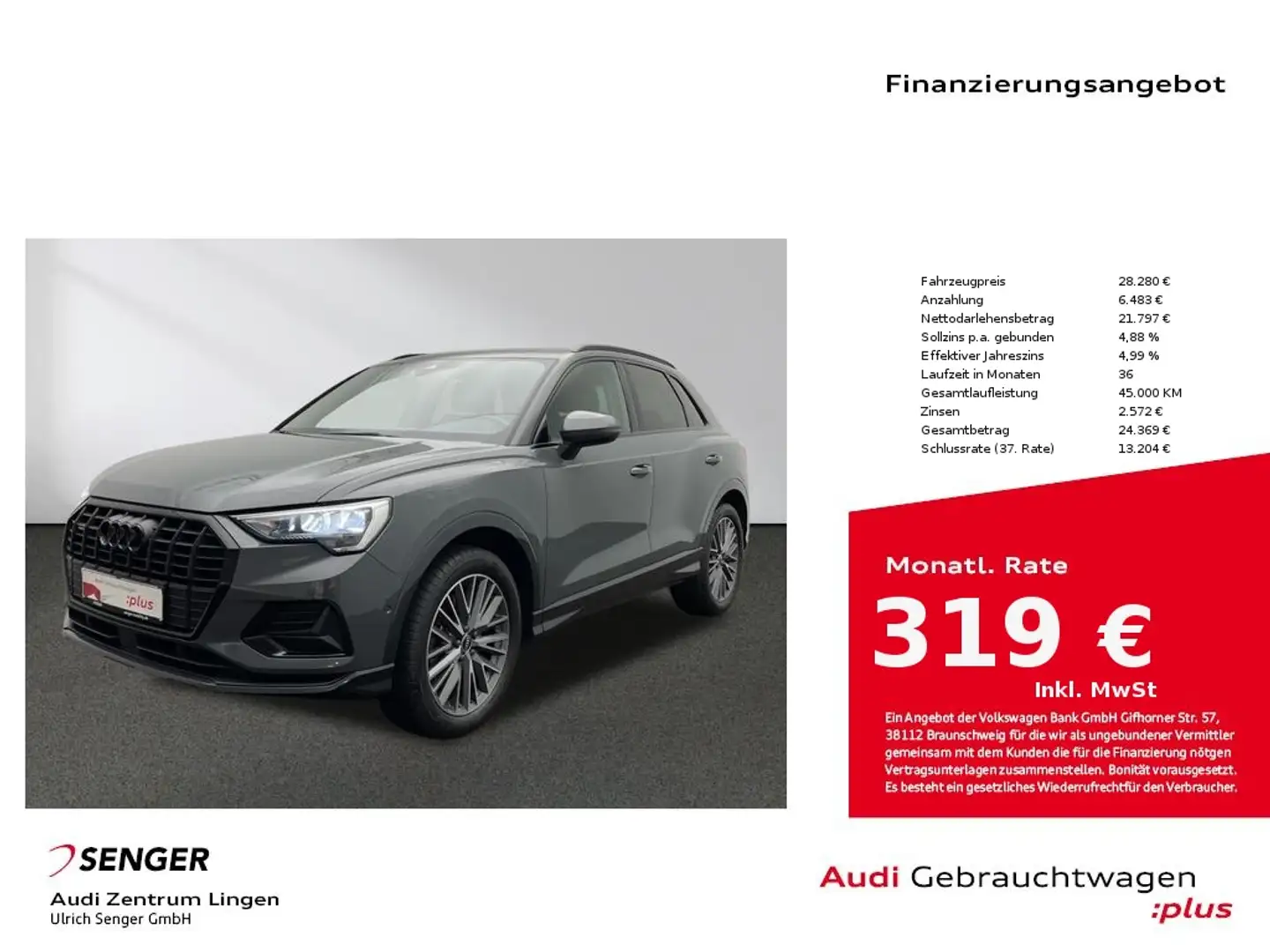 Audi Q3 advanced 40 TFSI quattro Sitzhzg. MMI LED Gris - 1