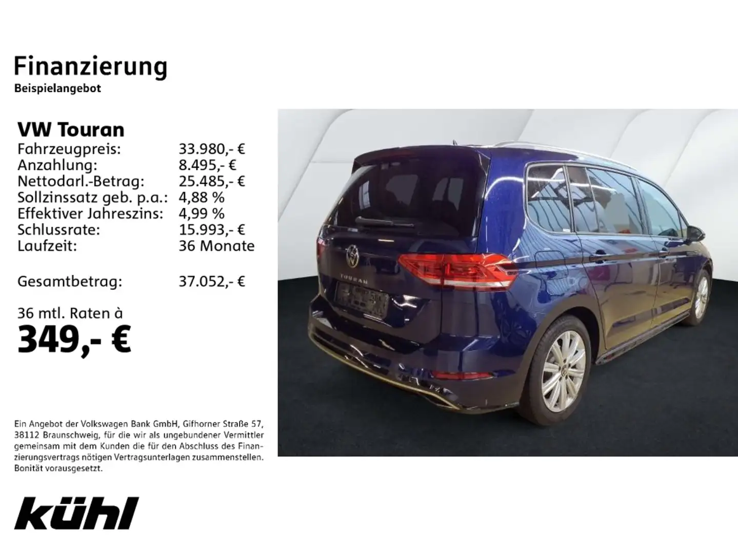 Volkswagen Touran 1.5 TSI DSG R Line LED/ACC/Kamera/Navi Blau - 2