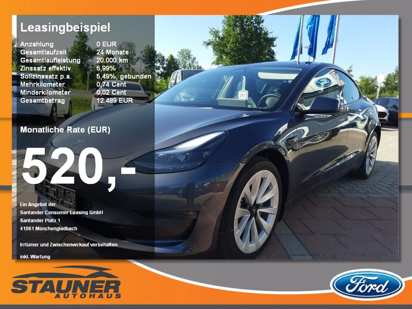 Tesla Model 3 Dual Long Range ACC Pano LM KAM LED Silber - 1