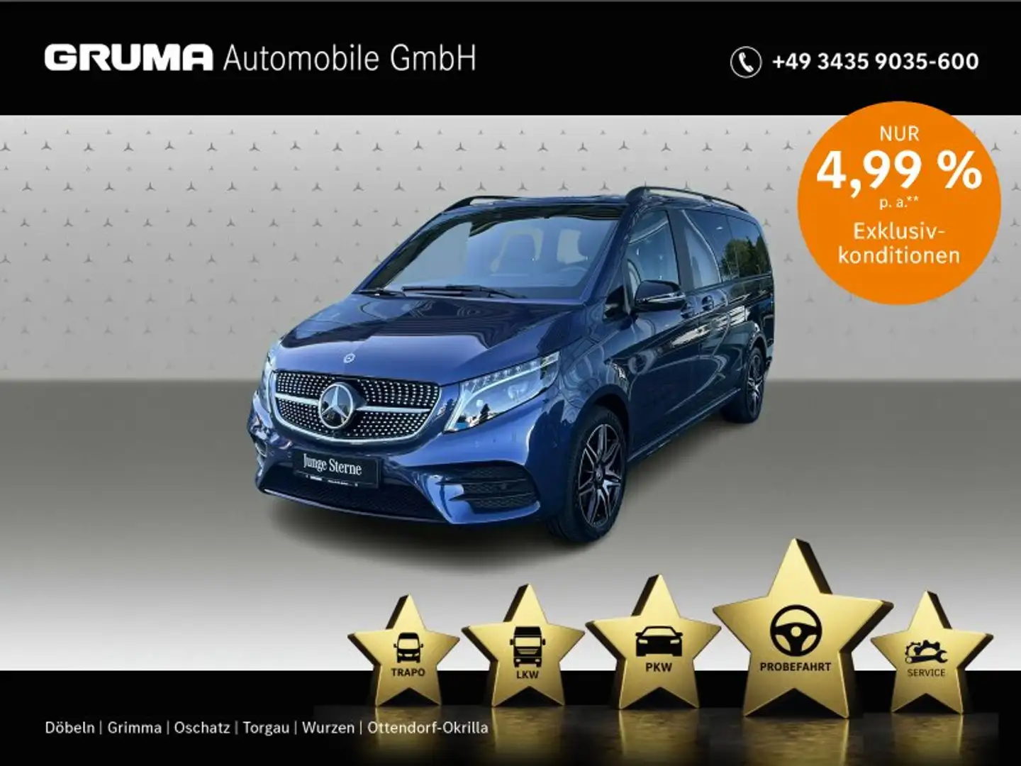Mercedes-Benz V 300 V 300 d AE Lang AMG Night STANDHZ+AHZV+DISTR+360 Blau - 1