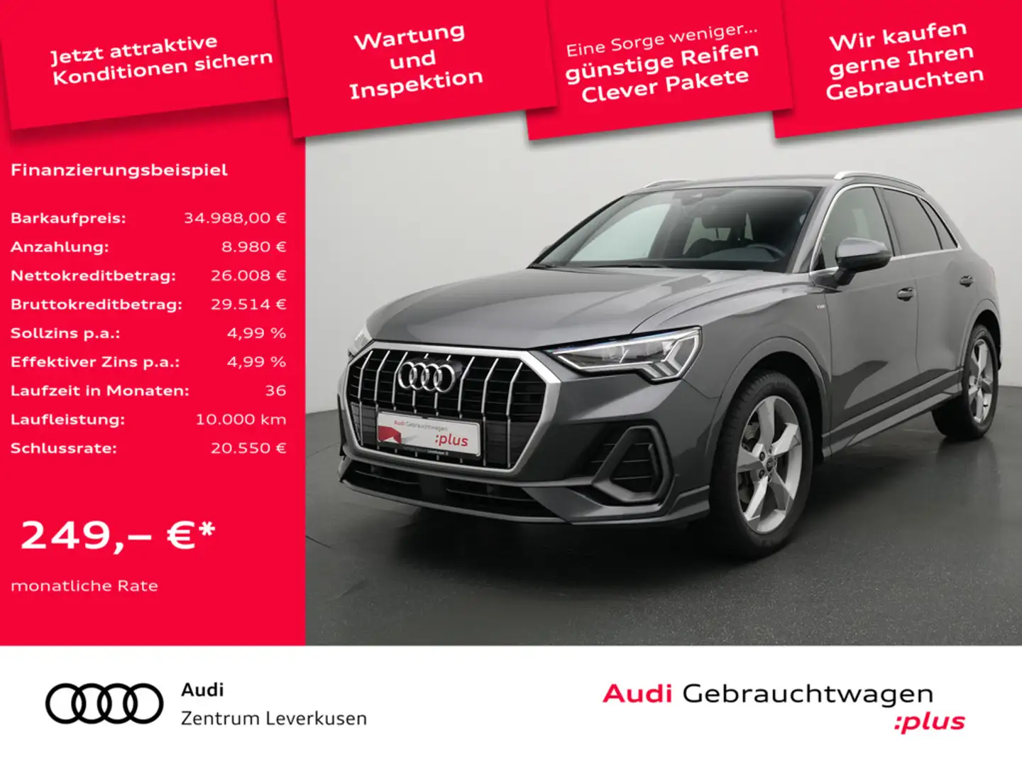 Audi Q3 S line S-TRON SHZ CARPLAY LED PDC PANO ACC Schwarz - 1
