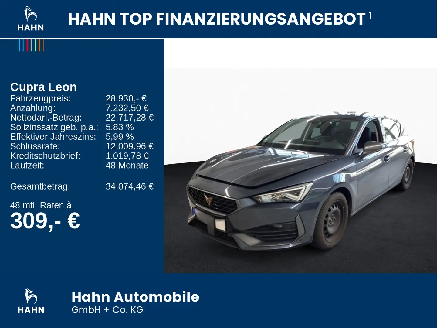 CUPRA Leon 1.5eTSI DSG LED Nav PLA VCockpit ACC PDCv/h Grau - 2