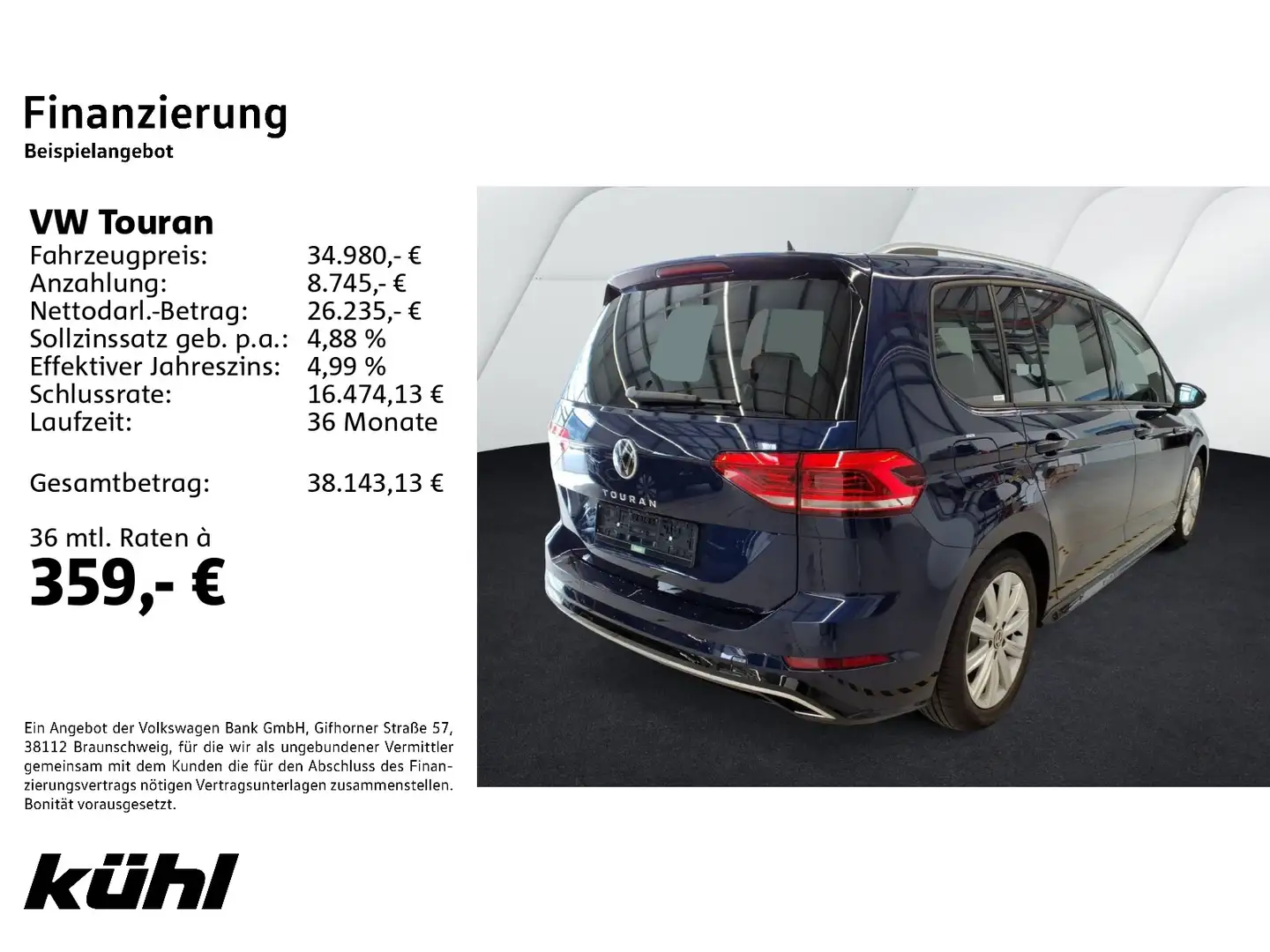 Volkswagen Touran 1.5 TSI DSG R Line LED/ACC/Kamera/Navi Blau - 2