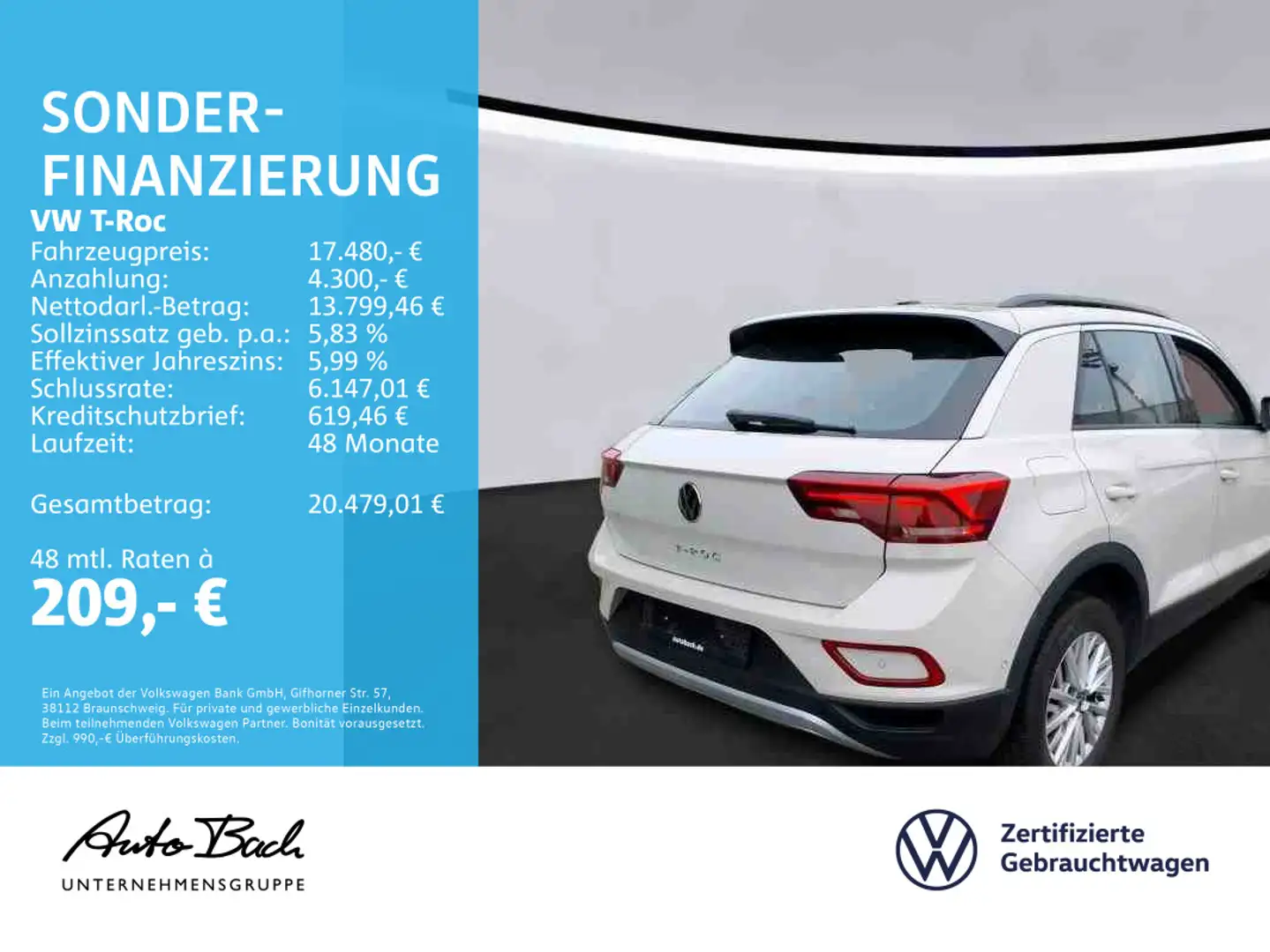 Volkswagen T-Roc 1.0 TSI Life LED Klima CarPlay EPH DAB Grau - 2