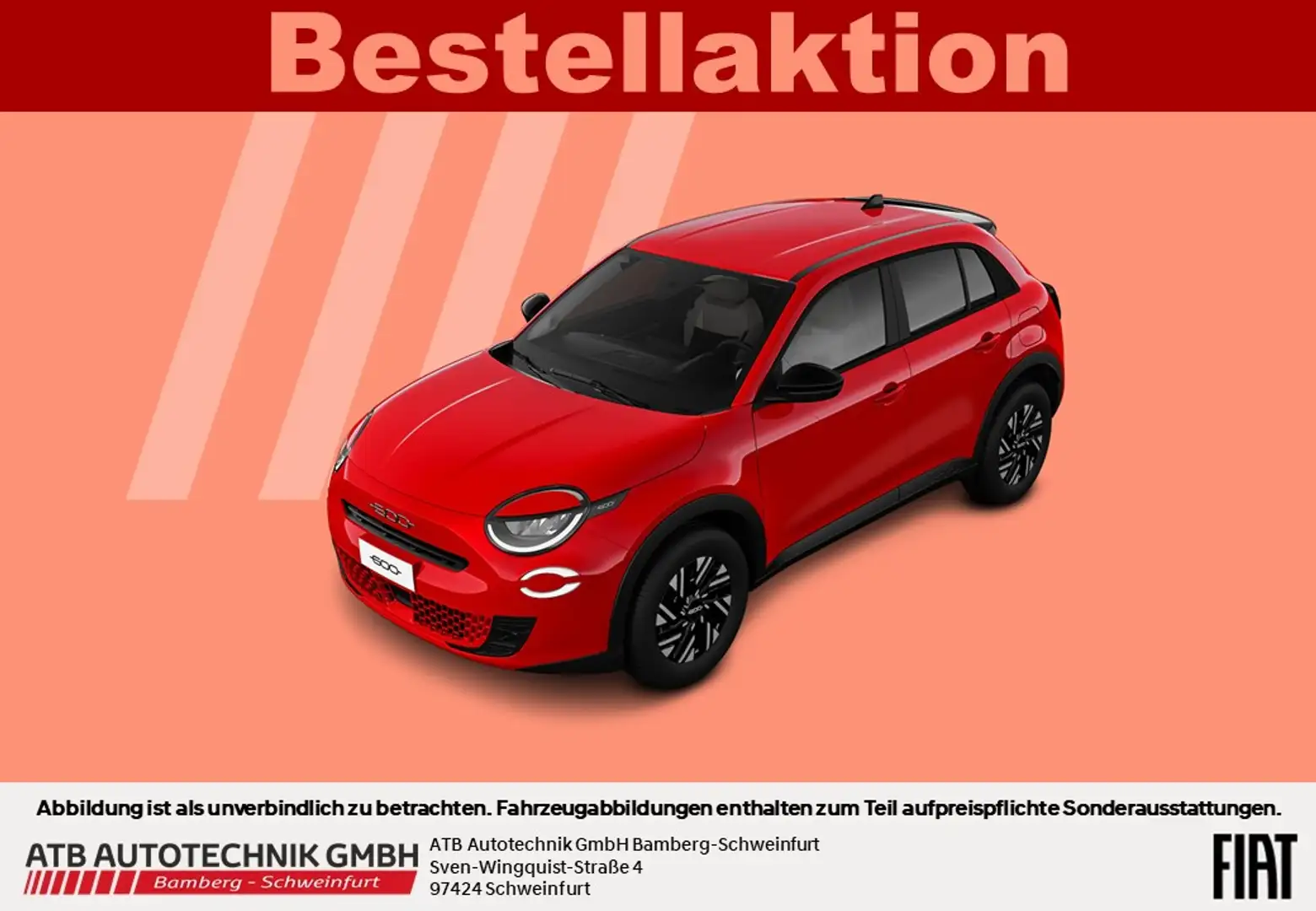 Fiat 600 HYBRID 74 kW (110PS) 1.2T DCT '' Sonderedition'' Rot - 1