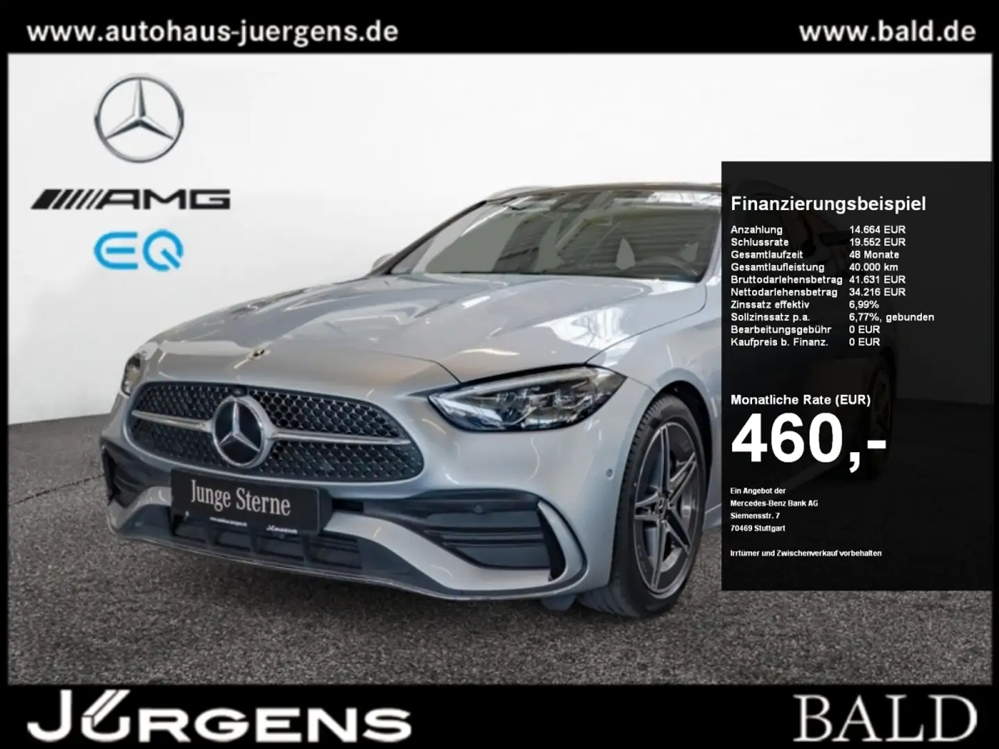 Mercedes-Benz C 220 d 4M T AMG-Sport/LED/Cam/Pano/AHK/Memo/18" Silber - 1