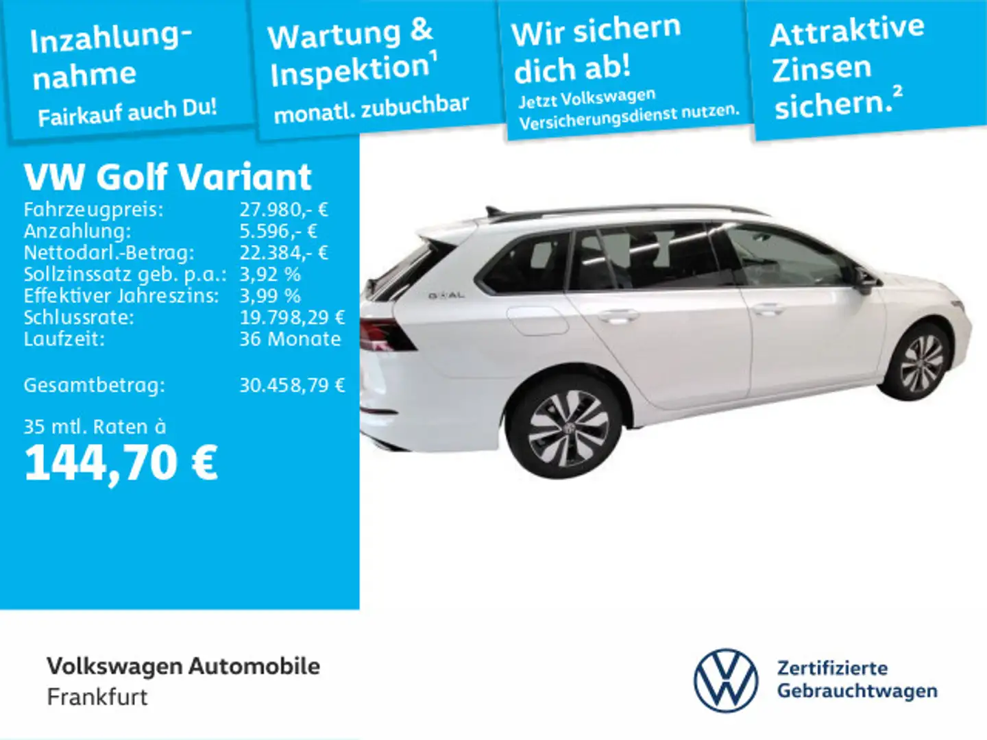 Volkswagen Golf Variant Golf VIII Variant 2.0 TDI Goal DAB+ LightAssist Blanc - 1