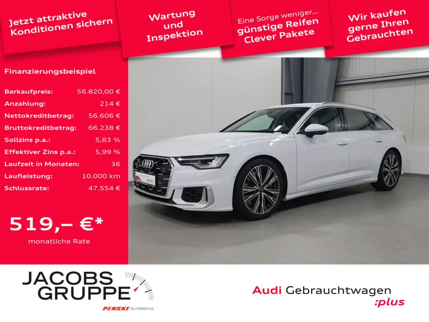 Audi S6 Avant 3.0 TDI quattro VC*LED*R-Kamera * Blanc - 1