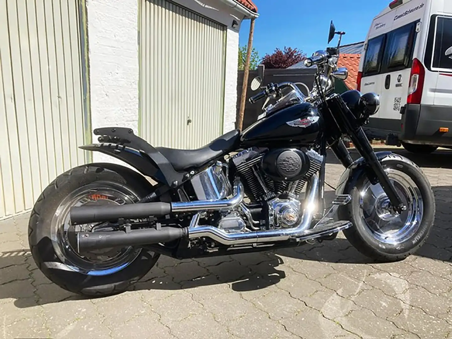 Harley-Davidson Fat Boy Black Roadkiller Bobber Umbau* TOP-Zustand* Tüv Zwart - 1