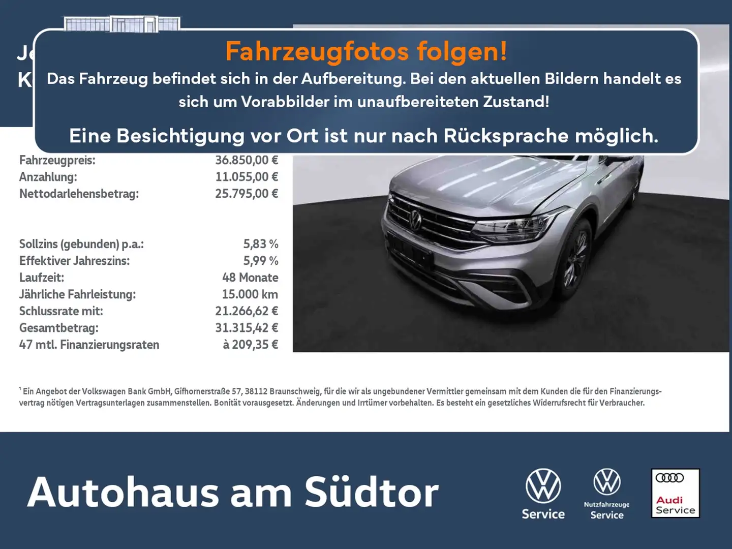 Volkswagen Tiguan Allspace MOVE 4M 2.0 TDI DSG LED AHK RFK Argent - 1