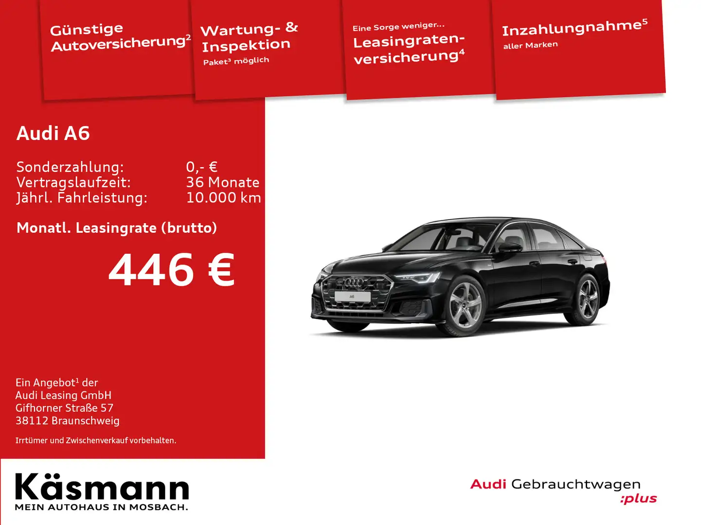 Audi A6 Lim. S line 50TFSIe qu MATRIX 360° ACC LEDER Schwarz - 2