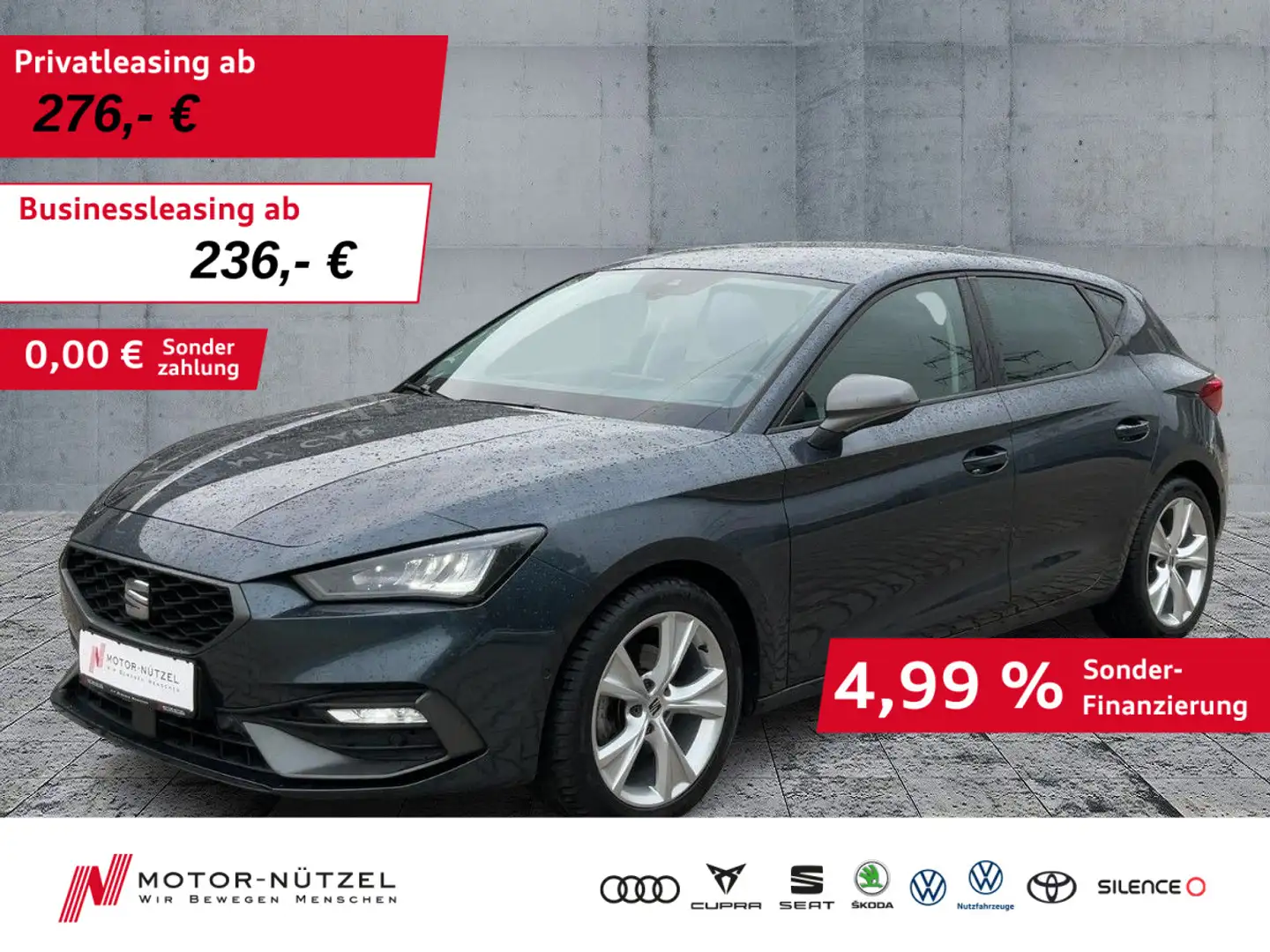 SEAT Leon 2.0 TDI DSG FR-LINE LED+NAV+ACC+SHZ+PDC+RFK Gris - 1