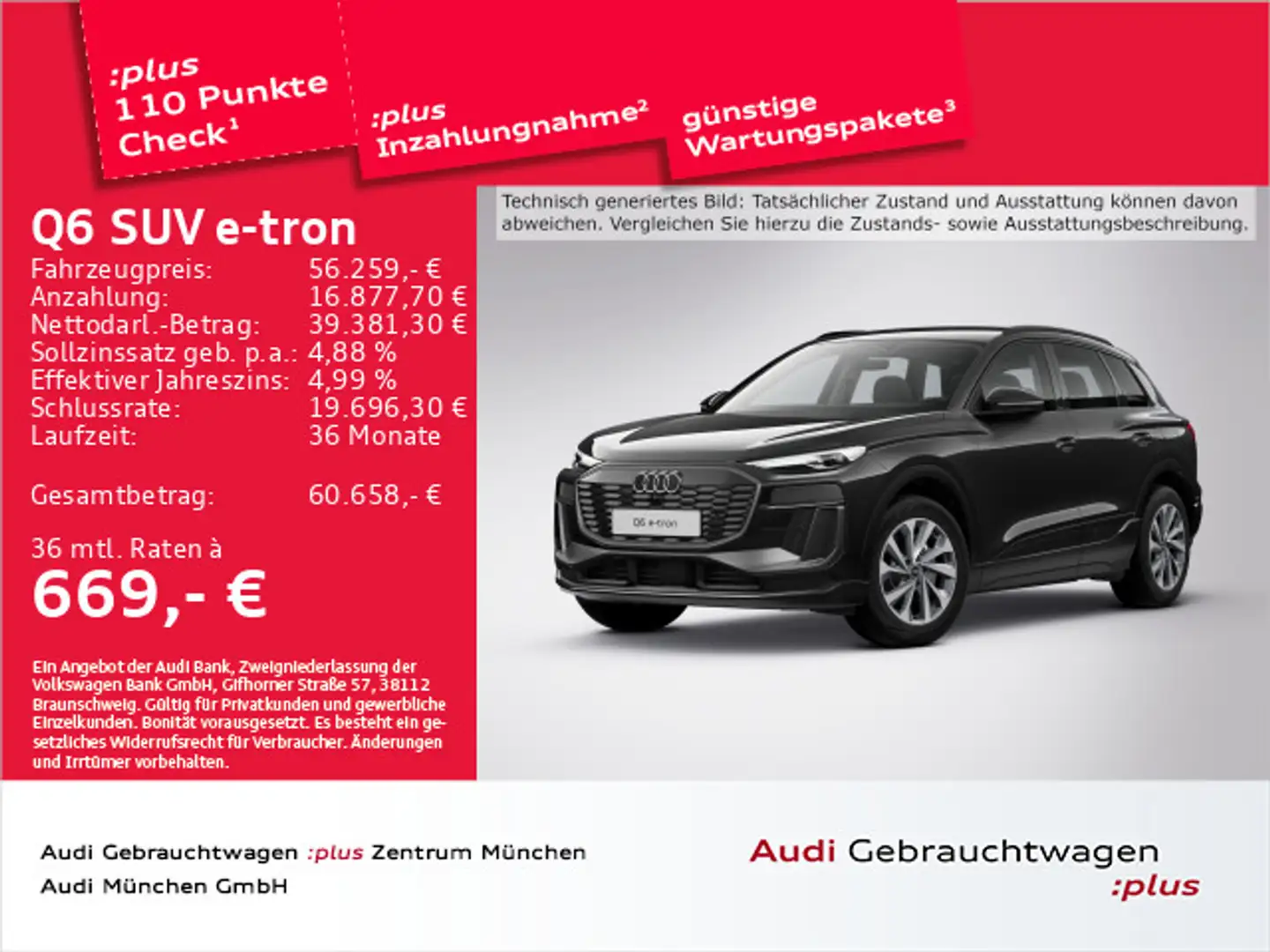Audi Sonstige Q6 e-tron 55 qu. S line Virtual+/LED/Navi+/Wärme Schwarz - 1