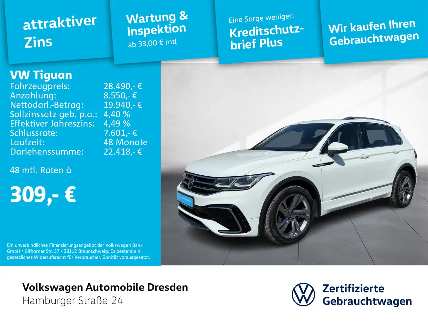 Volkswagen Tiguan R-Line 2.0 TDI LED MATRIX TRAVEL APP Blanc - 1