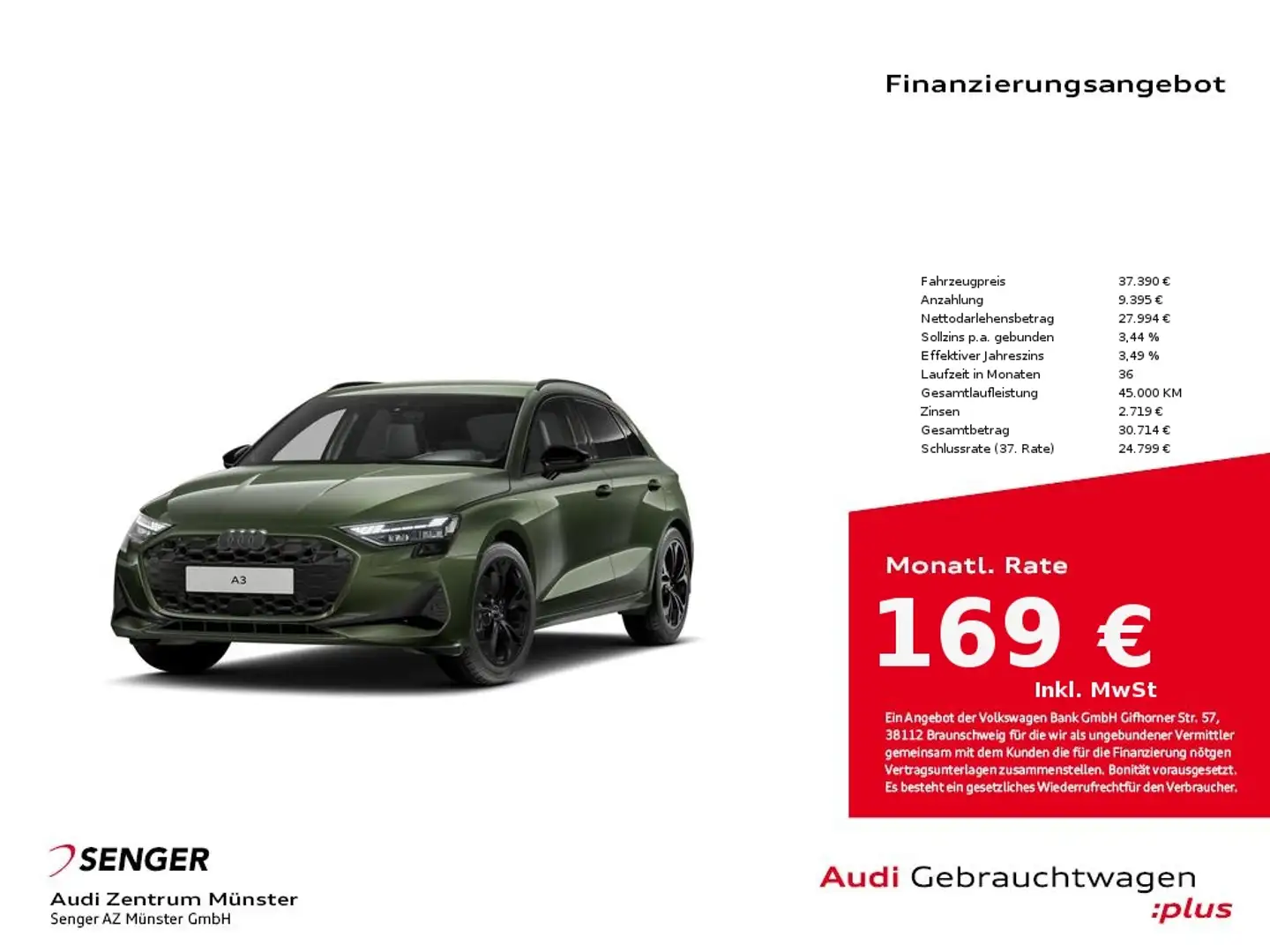 Audi A3 Advanced 30 TFSI MMI LED AHK S line Grün - 1