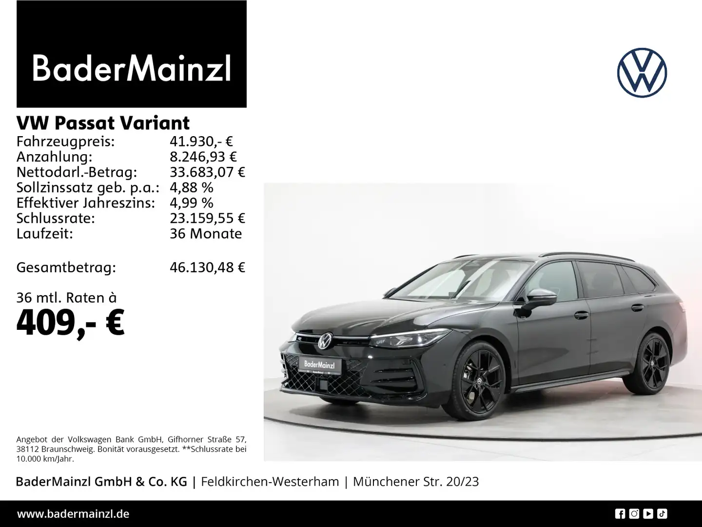 Volkswagen Passat Variant 2.0 TDI DSG R-Line AHK 360 Matrix Schwarz - 1