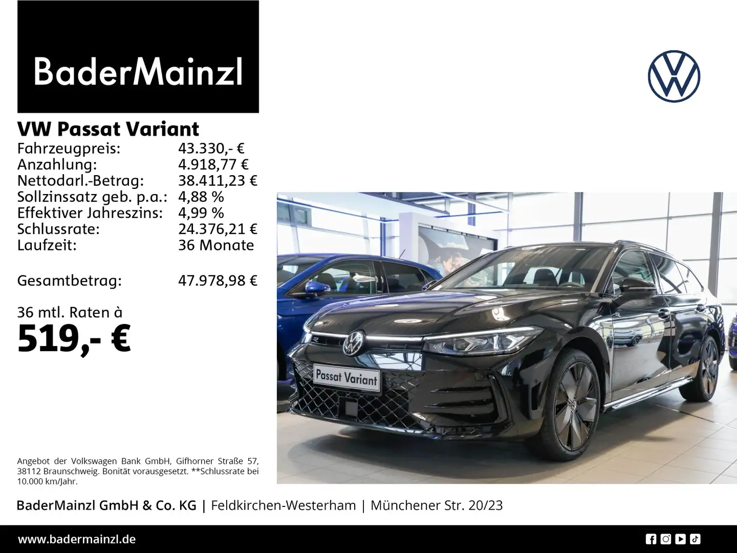 Volkswagen Passat Variant 2.0 TDI DSG R-Line AHK 360 Matrix Schwarz - 1