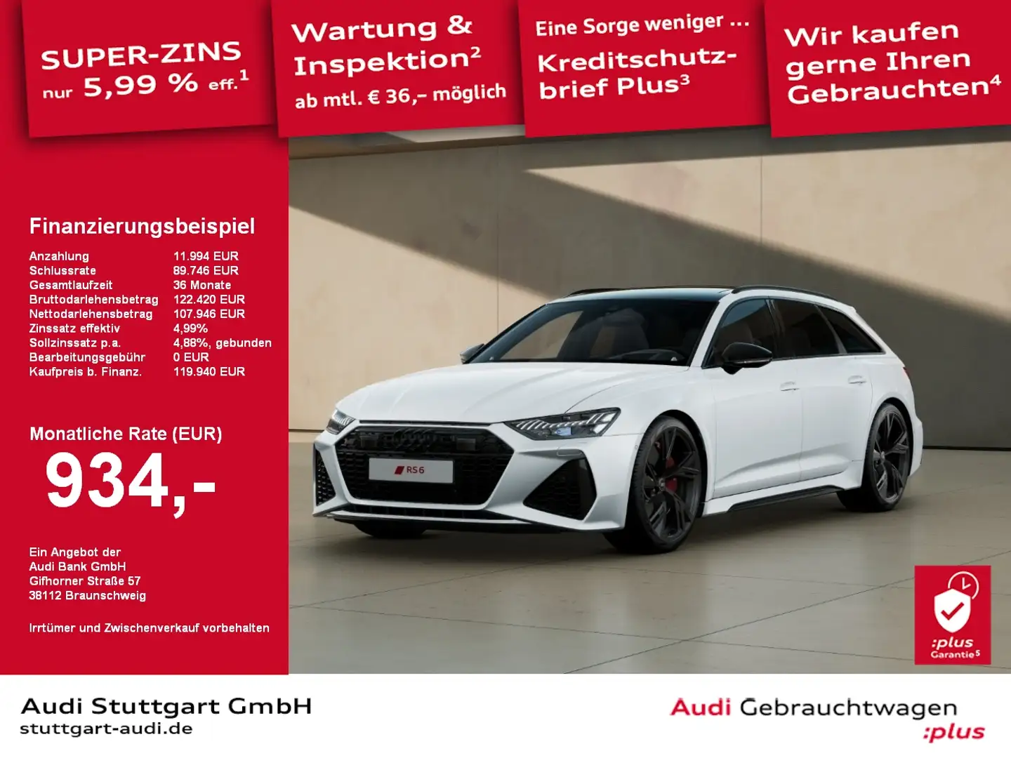 Audi RS6 RS 6 Avant 4.0 TFSI quattro tiptronic B&O Pano Weiß - 1
