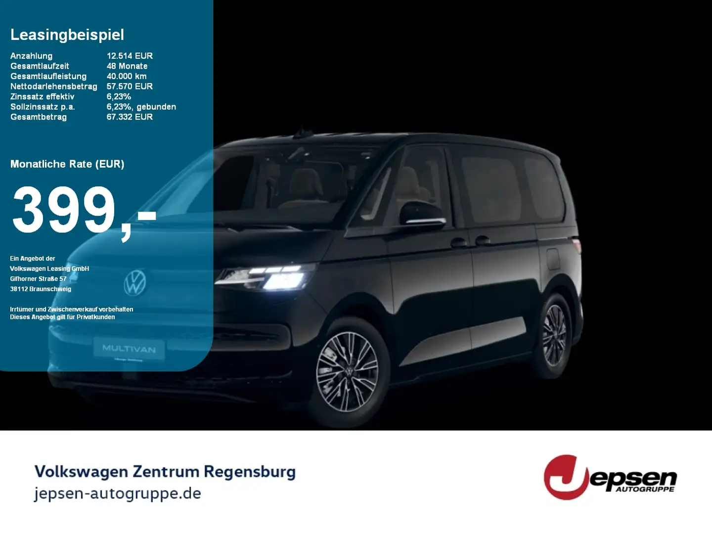 Volkswagen T7 Multivan NEW Multivan | LAGERWAGEN | AHK LED Schwarz - 1