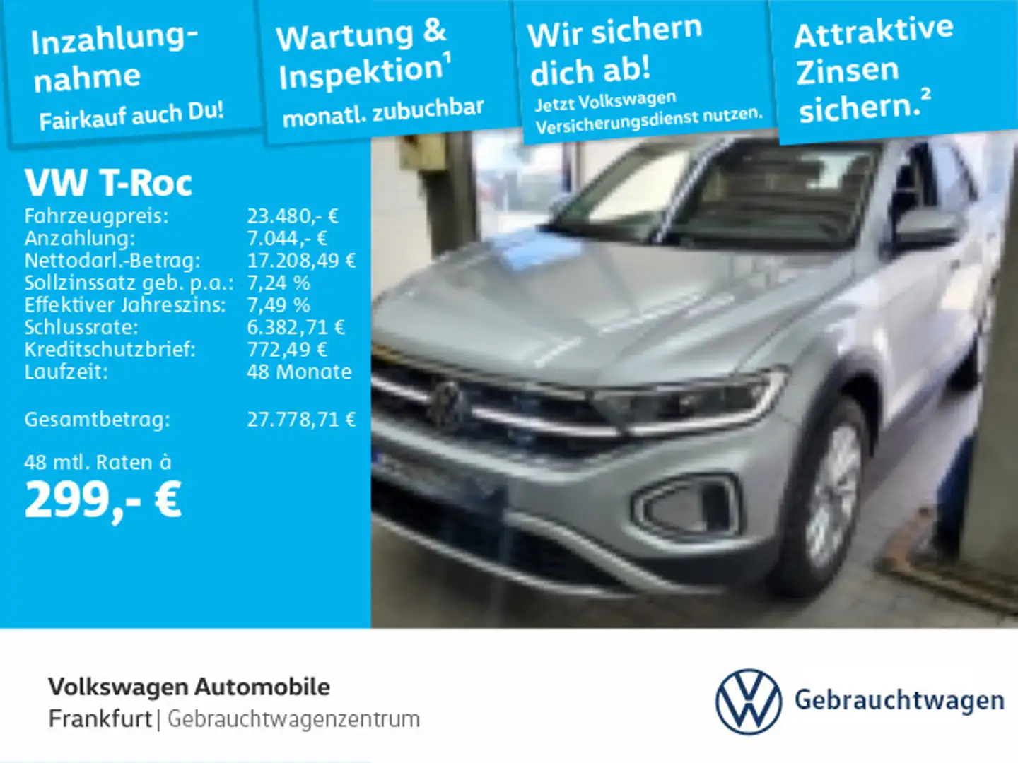 Volkswagen T-Roc 1.5 TSI DSG Style Navi IQ.Light DAB+ Front Silber - 1