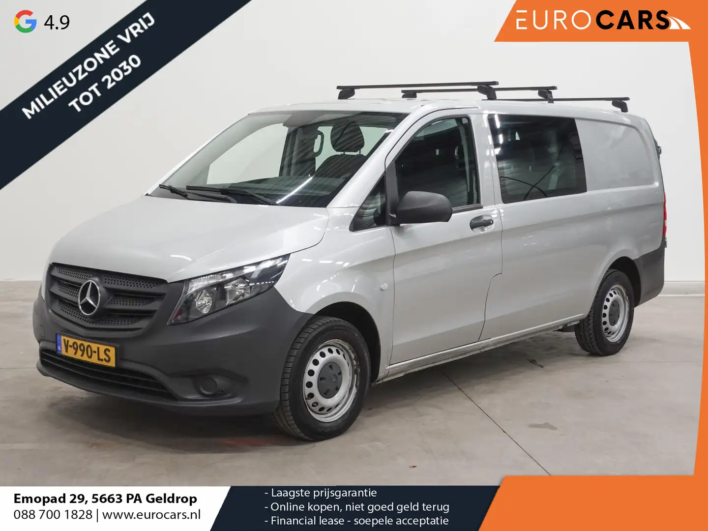 Mercedes-Benz Vito 111 CDI Lang Dubbele cabine Navigatie Camera Airco Grijs - 1