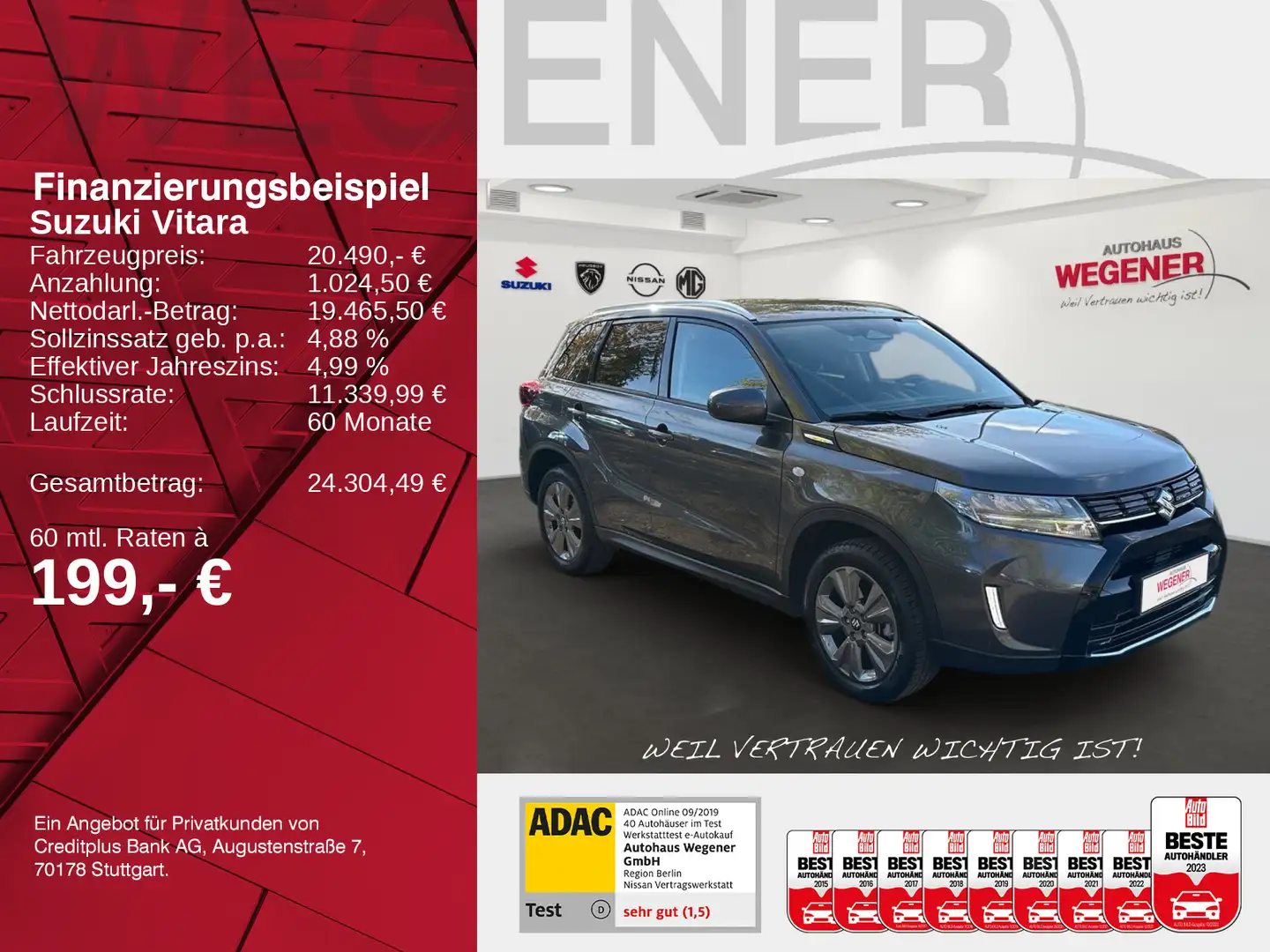 Suzuki Vitara VITARA Hybrid 1.4 MT LED NAVI KAMERA SHZ Grau - 2