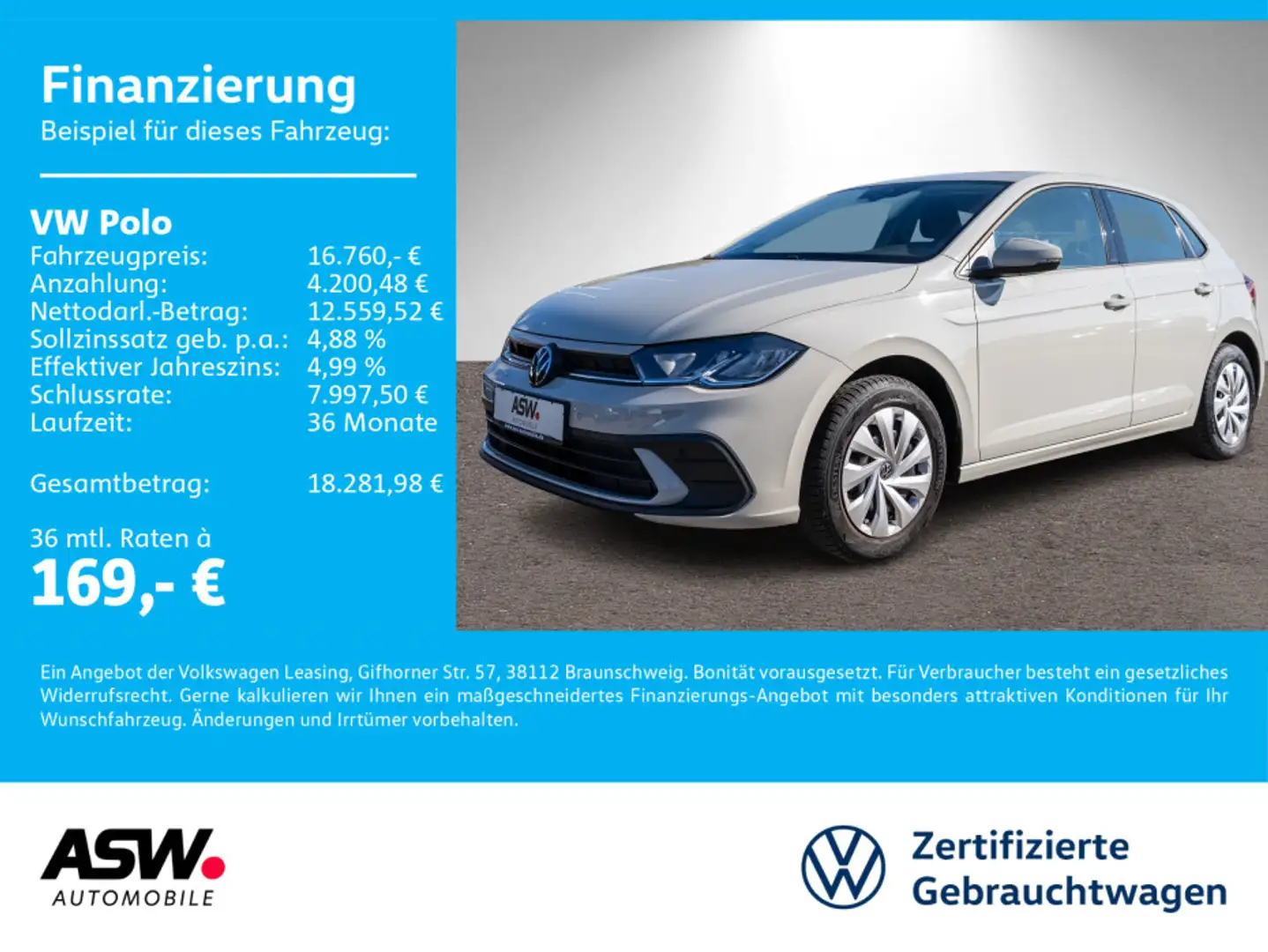 Volkswagen Polo Life 1.0 MPI Klima LED VC PDC v/h Grau - 1