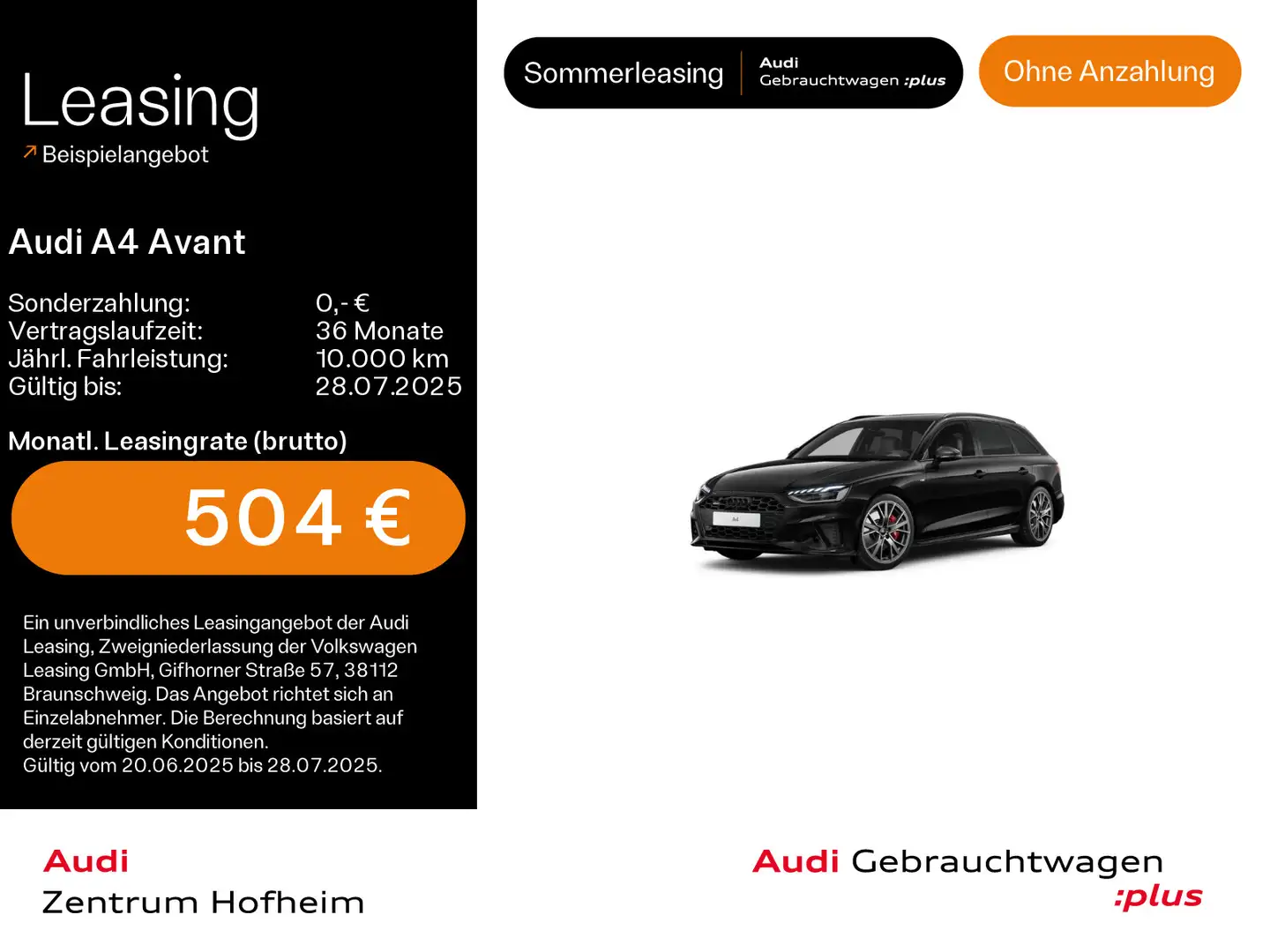 Audi A4 45 TFSI qu 2x S line S tro*B&O*HUD*Pano Schwarz - 1