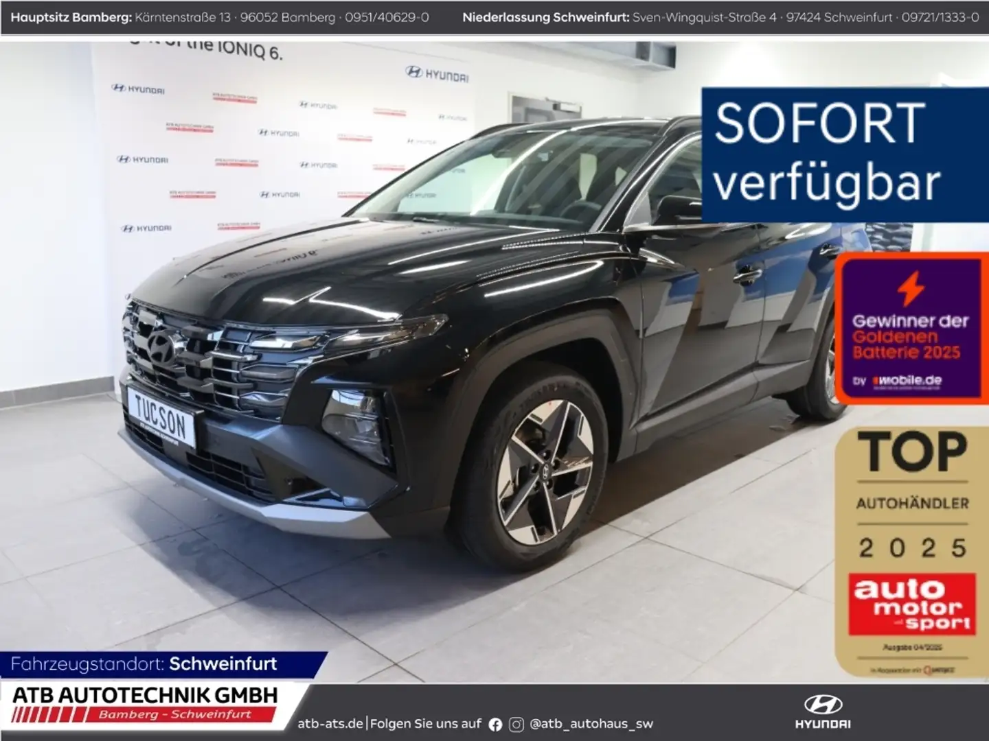 Hyundai TUCSON Trend MY25 1.6 T-GDI 160 PS 48V 2WD Navi LED ACC Schwarz - 1