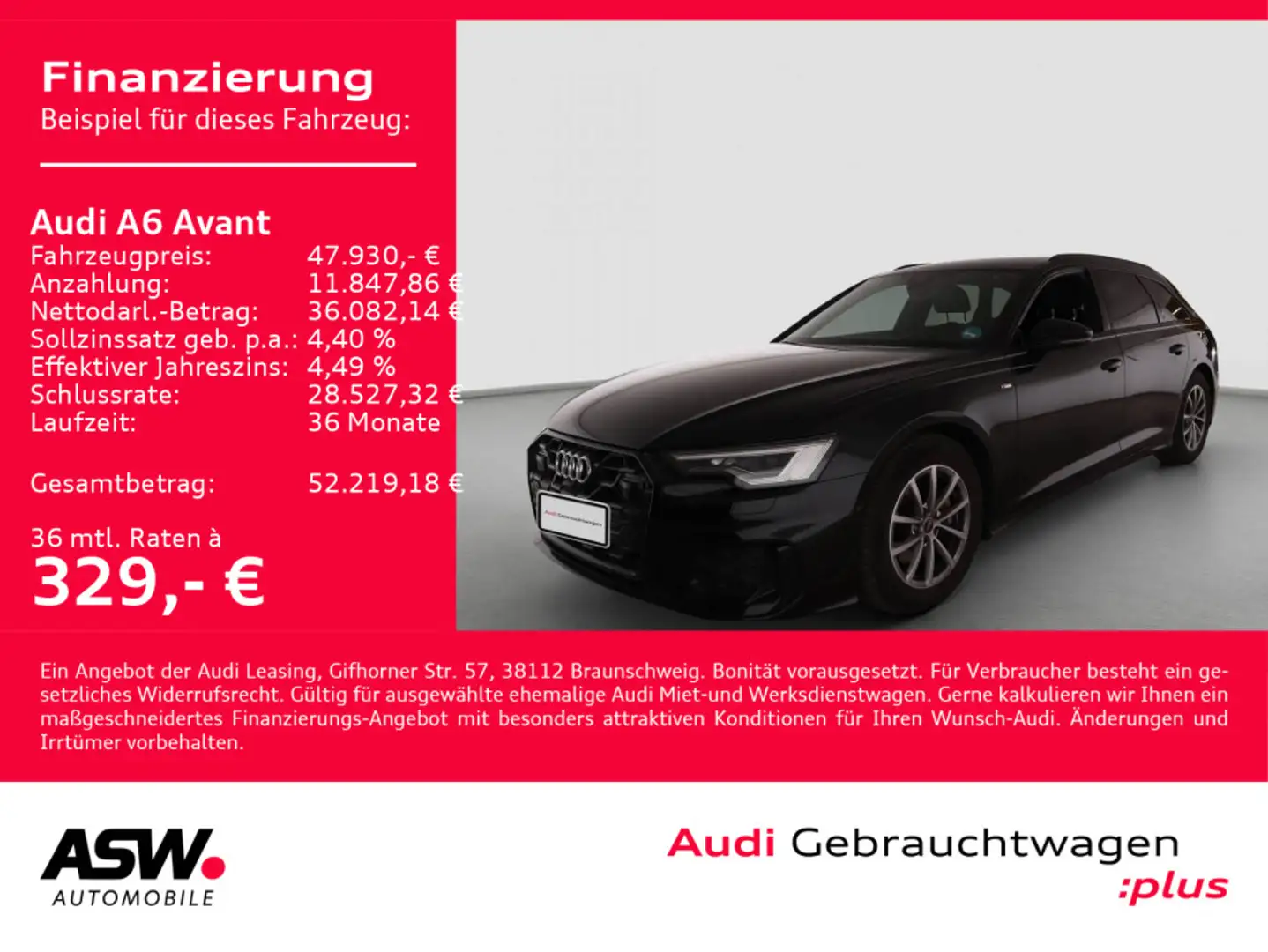 Audi A6 S line 40TDI NAVI MATRIX HUD ACC 360° Schwarz - 1