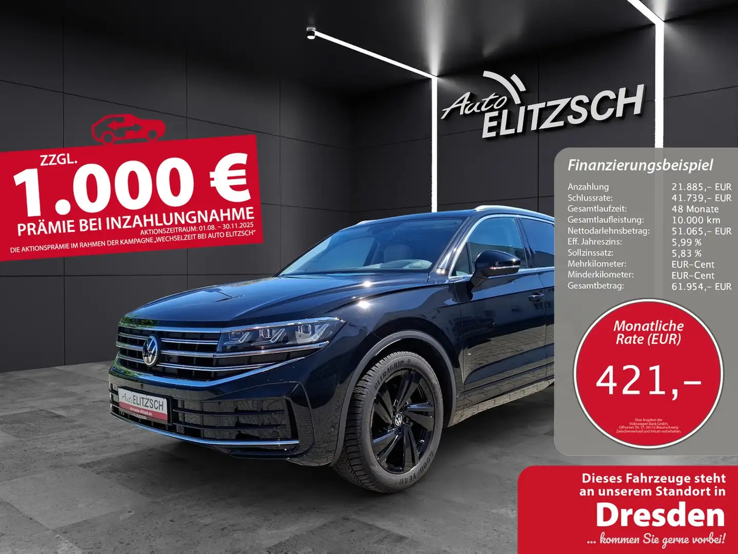 Volkswagen Touareg TDI Elegance Matrix AHK HUD Luft Pano AID Schwarz - 1