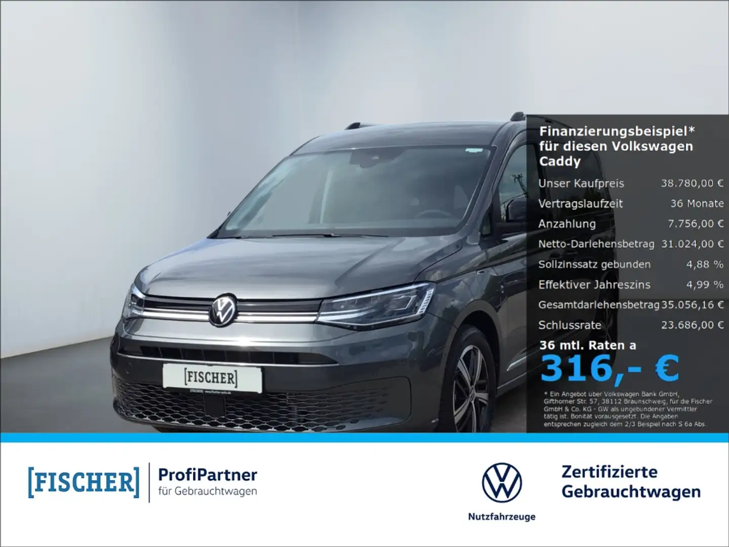 Volkswagen Caddy 1.5 eHybrid DSG Style LED Carplay Rear View ACC PD Grau - 1