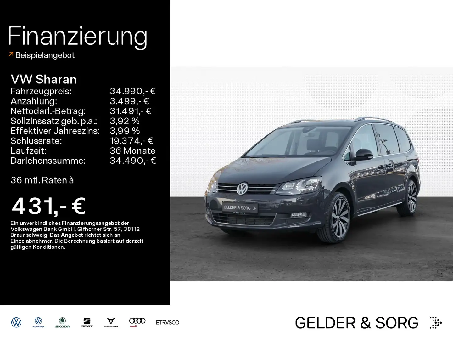Volkswagen Sharan Comfortline United 2.0 TDI Pano*Dynaudio Grau - 1