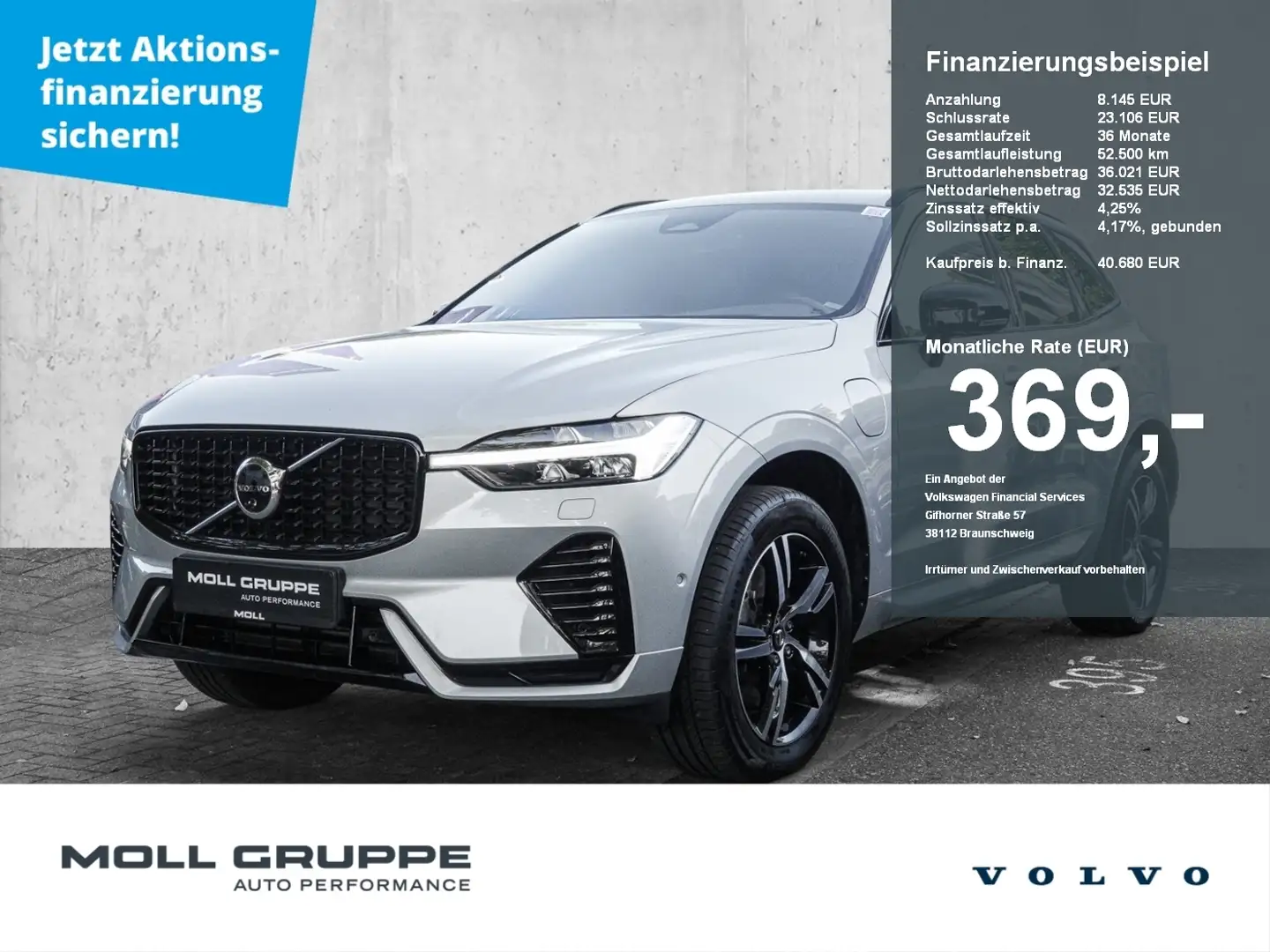 Volvo XC60 AWD R Design ACC AUT DYNLICHT EL.HECK FLA Silber - 1