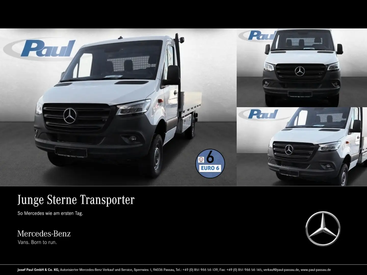 Mercedes-Benz Sprinter 319 Pritsche 4x4 Länge3,88m+LED+AHK3,5 Weiß - 1