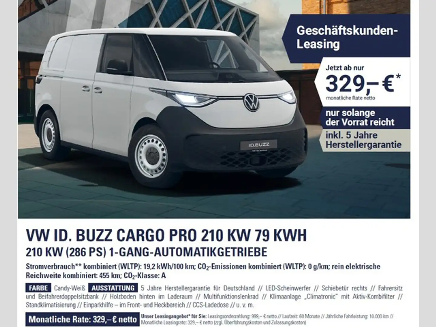 Volkswagen ID. Buzz Cargo Pro *Sonderleasing* *sofort verfügba Wit - 1