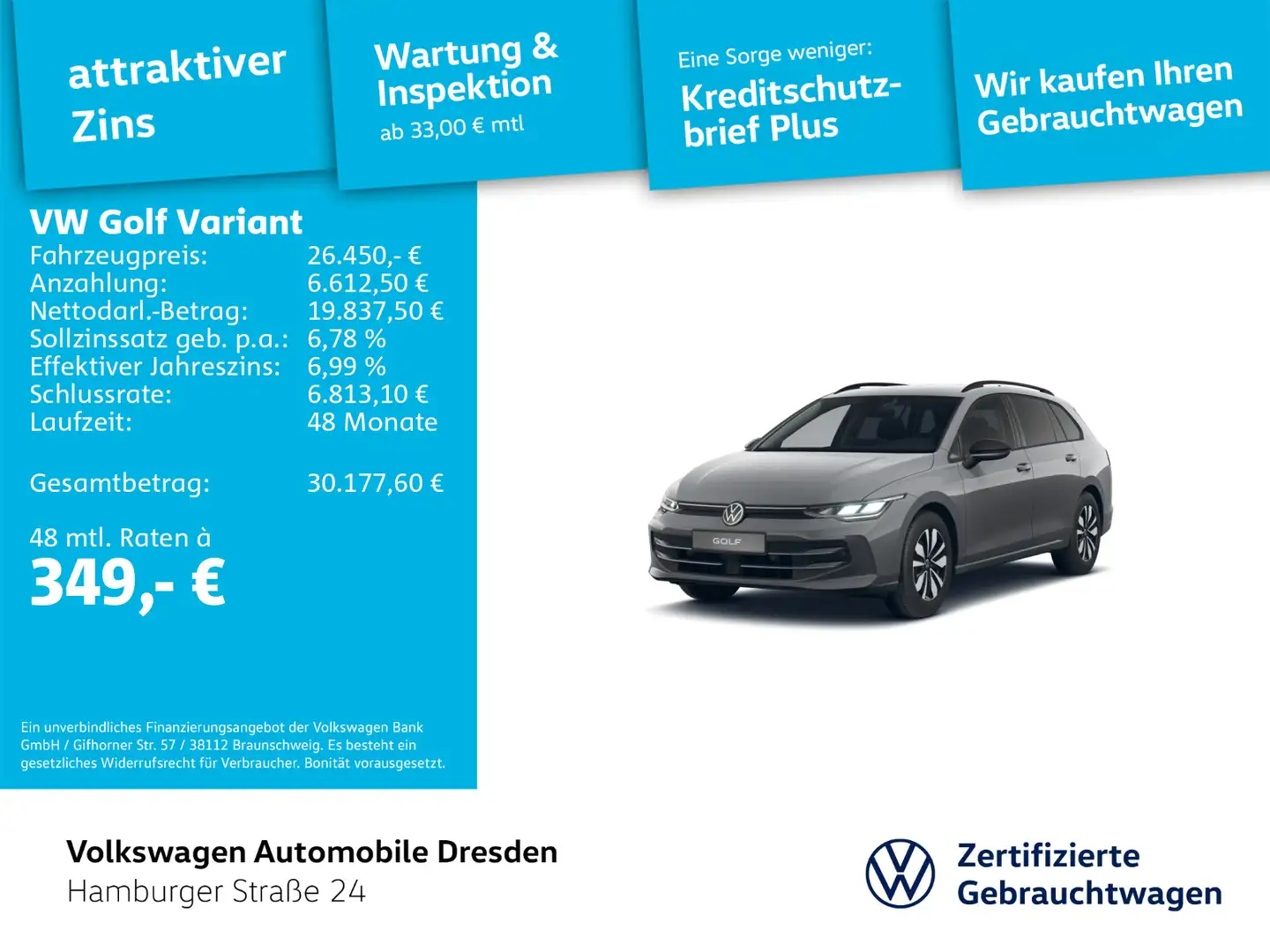 Volkswagen Golf Variant Golf VIII Variant GOAL 1.5 TSI LED APP PDC TRAVE Grau - 1