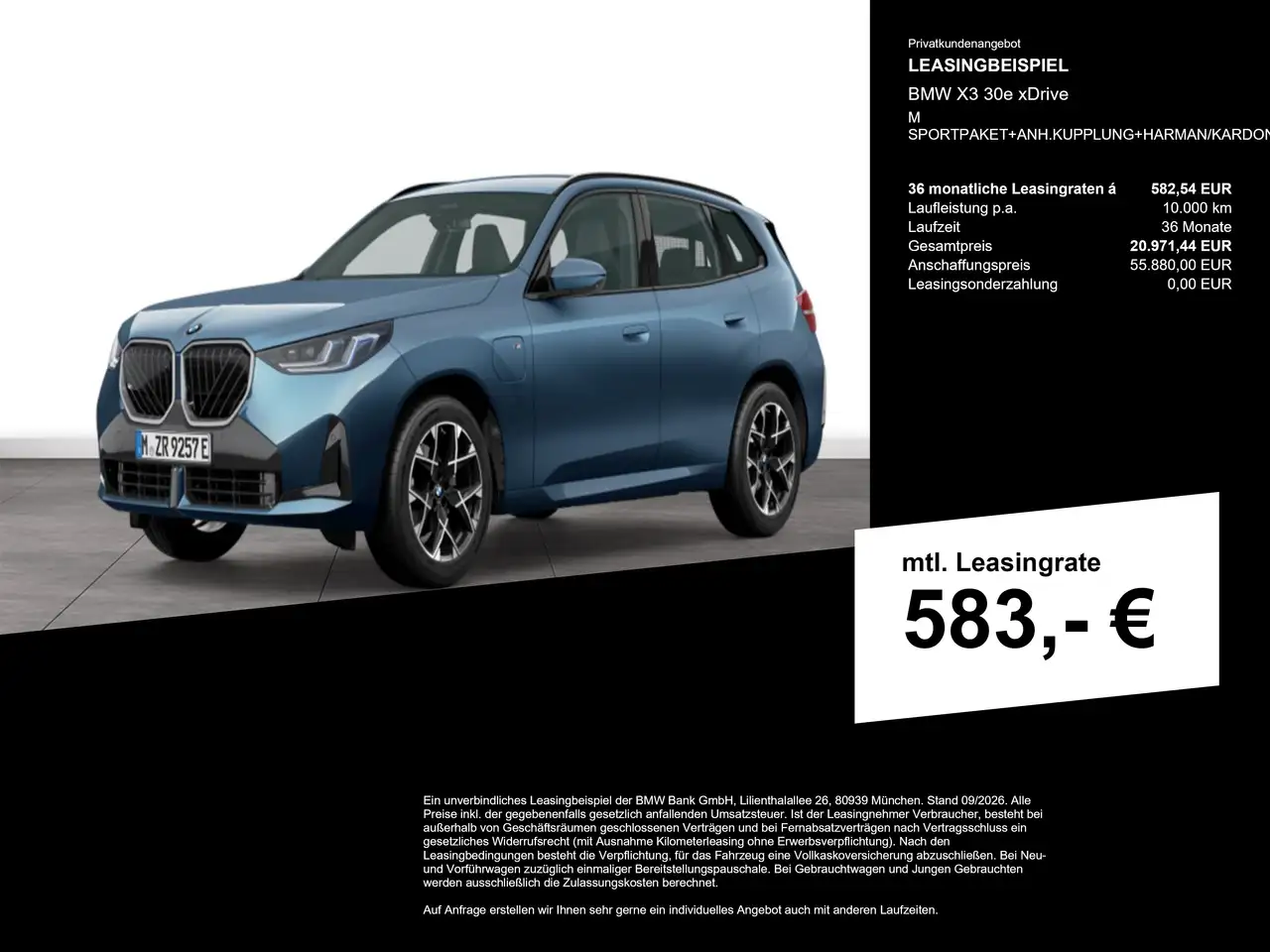BMW X3 30e xDrive M SPORTPAKET+ANH.KUPPLUNG+HARMAN/KARDON, миниатюра 3