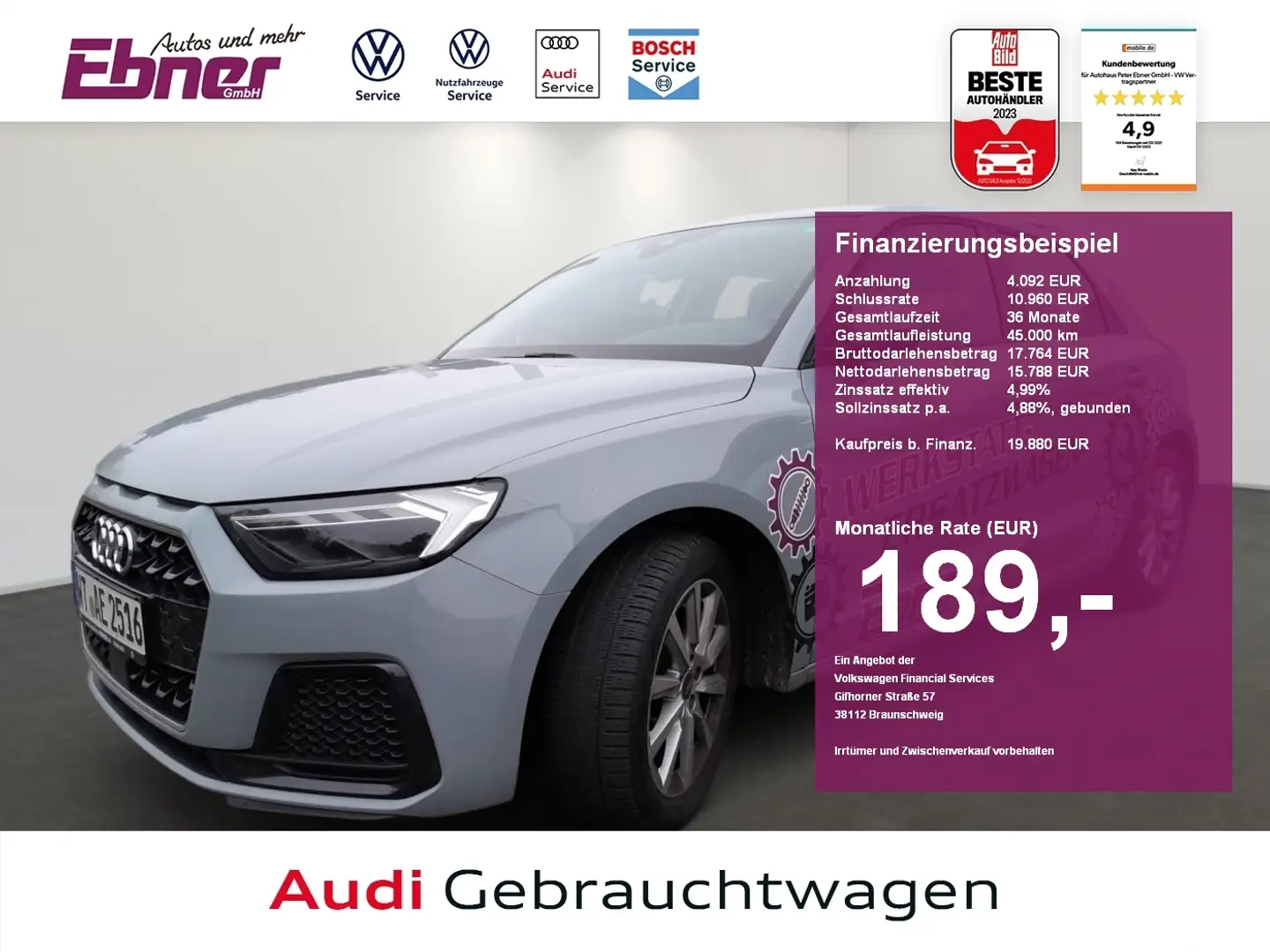 Audi A1 Sportback ADVANCED 25TFSI S-TRONIC LED+KEYLESS+NAV Grau - 1