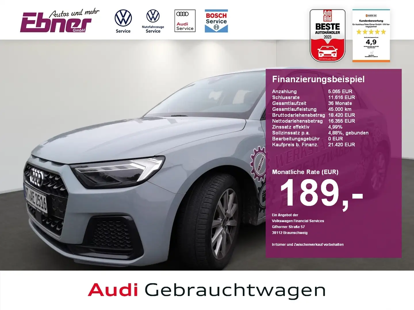 Audi A1 Sportback ADVANCED 25TFSI S-TRONIC LED+KEYLESS+NAV Grau - 1