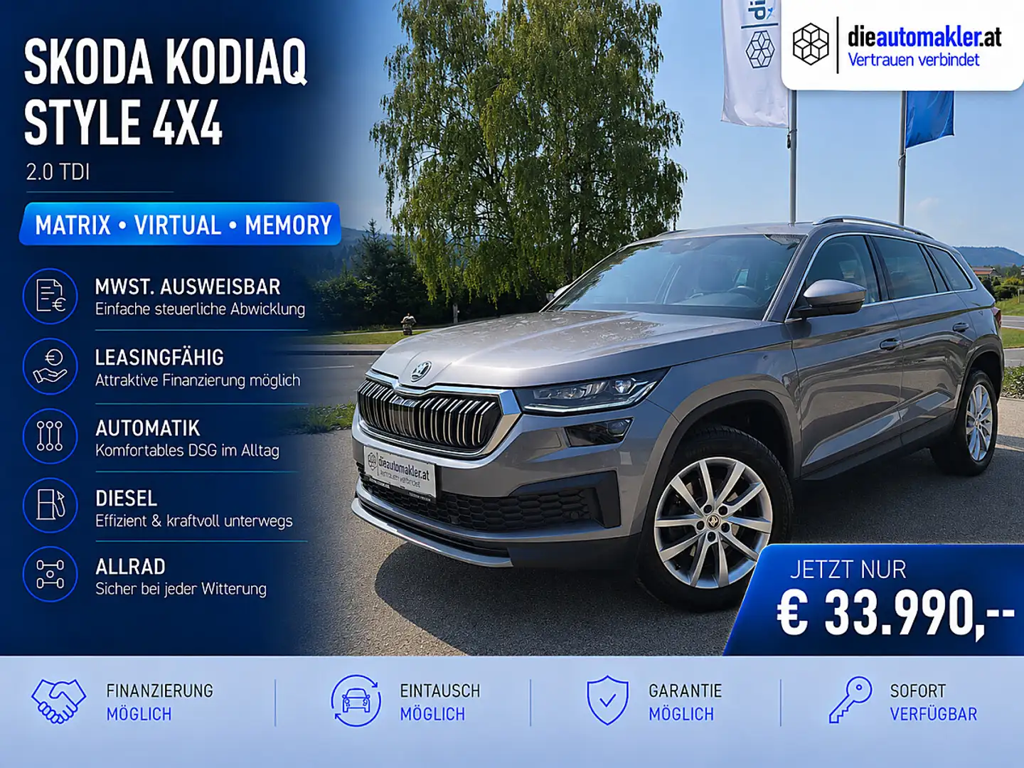 Skoda Kodiaq 2.0 TDI Style 4x4 |MATRIX|VIRTUAL|MEMORY| Silber - 1