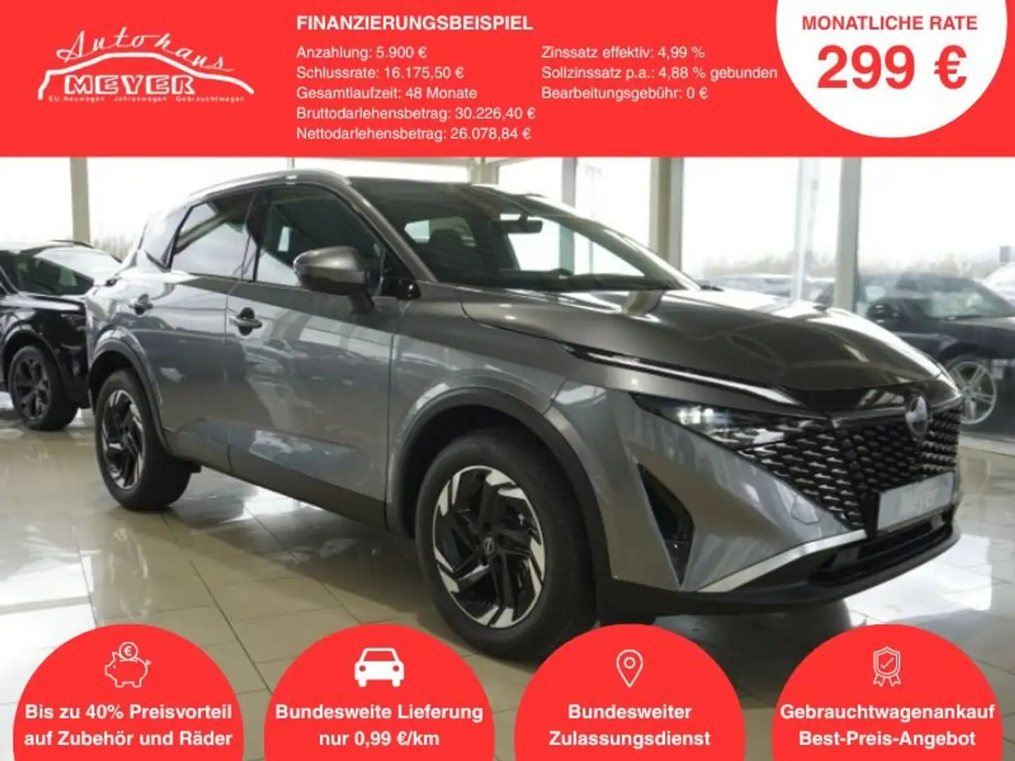 Nissan Qashqai 1,3 DIG-T Xtronic Pano/LED/Navi/Kamera/Keyless   * Grau - 1