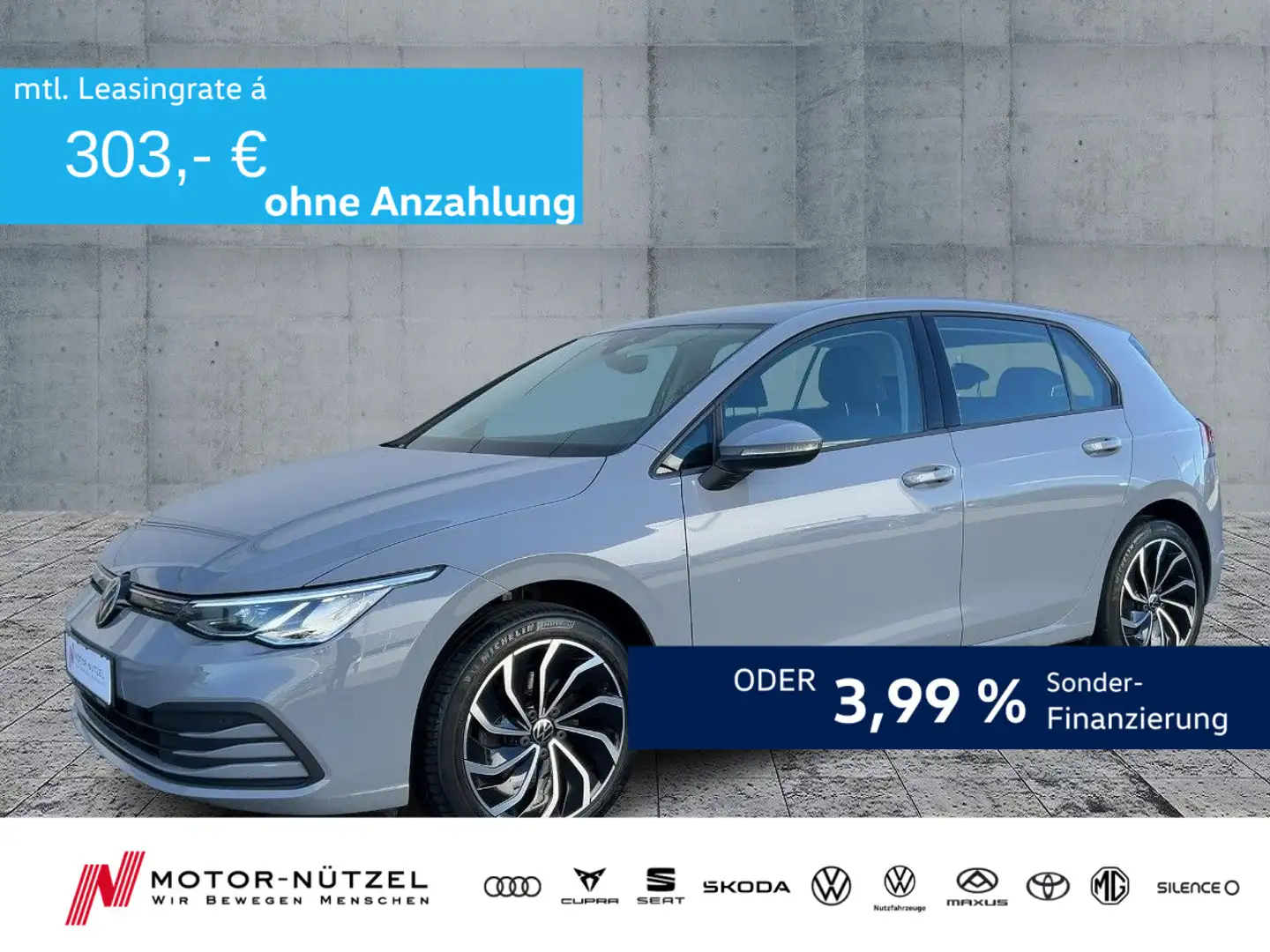 Volkswagen Golf VIII 1.5 eTSI DSG LIFE LED+APP+SHZ+PDC+AHK Grau - 1