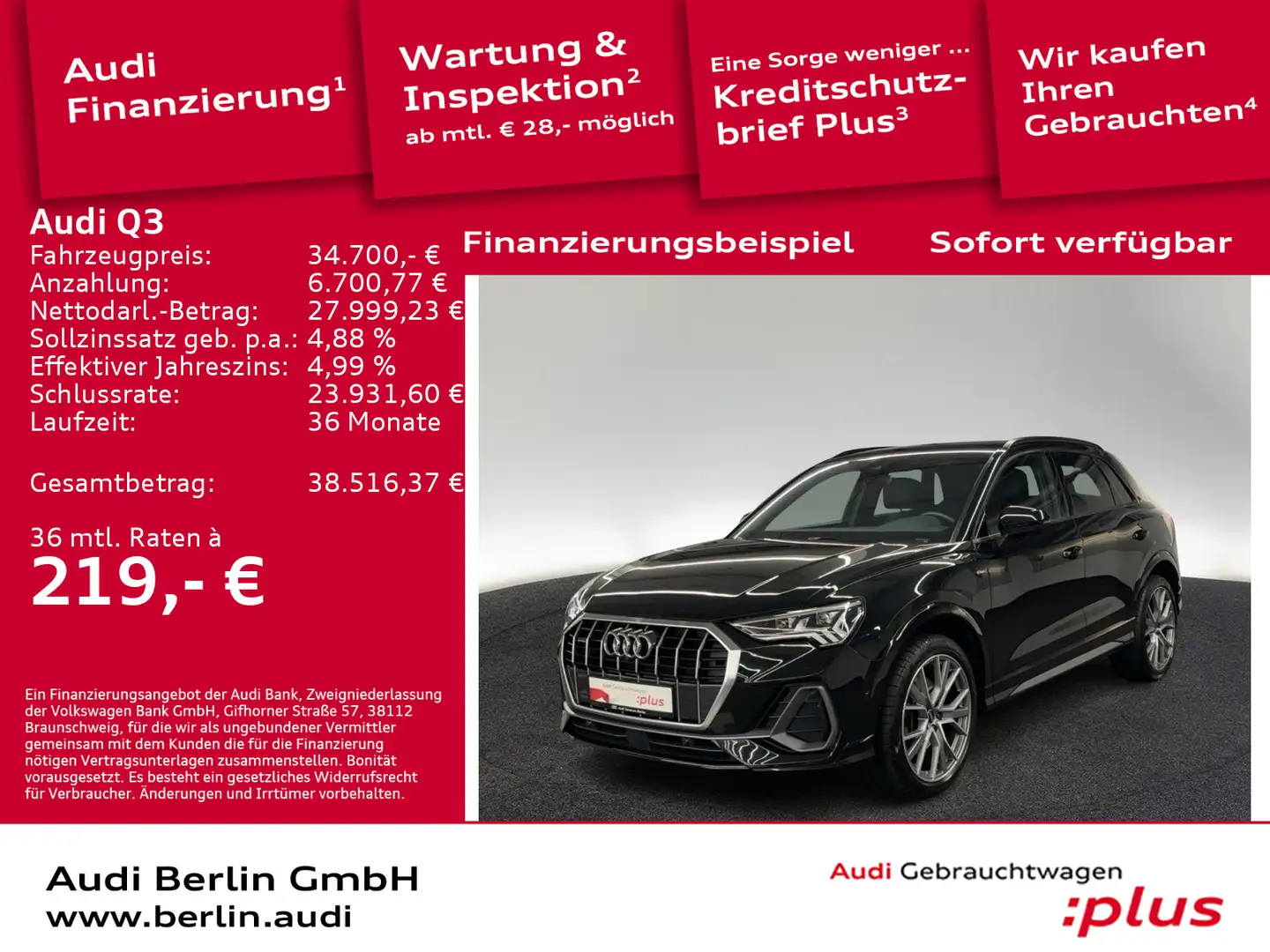 Audi Q3 S line 40 TDI qu.S tr. AHK STDHZG 360°K NAVI Noir - 1