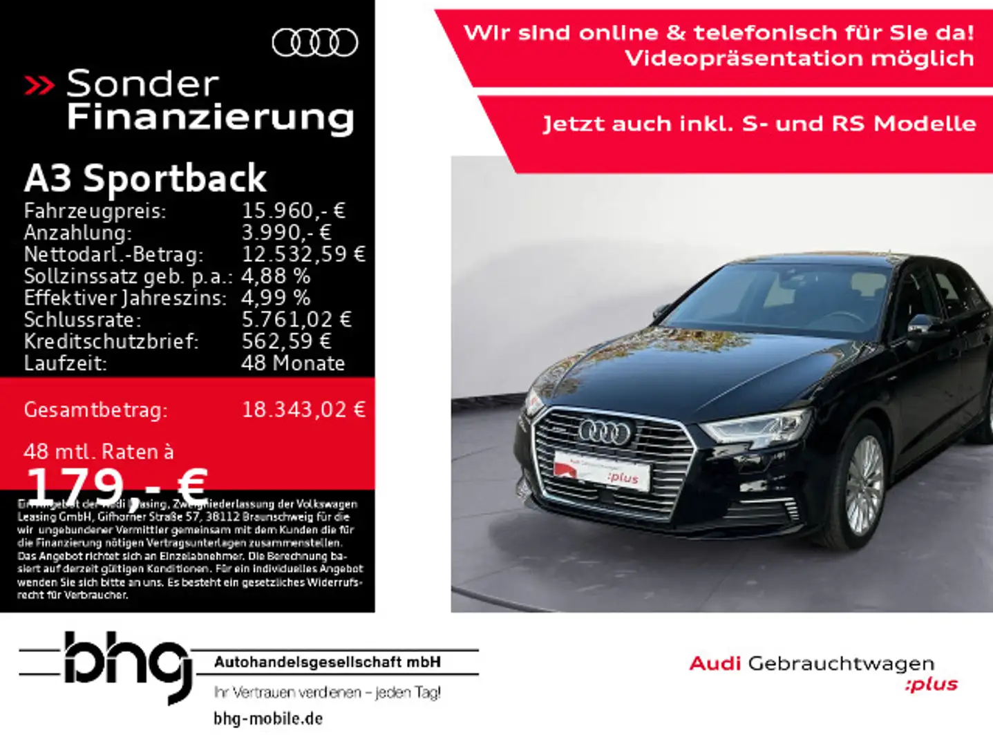 Audi A3 1.4 TFSIe LED/Navi/Assist/uvm. Schwarz - 1