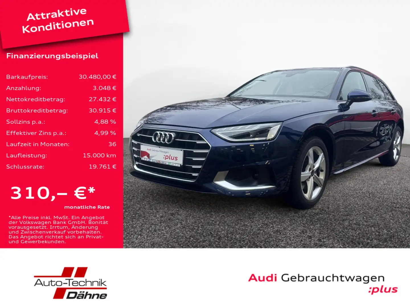 Audi A4 Avant 35 2.0 TFSI advanced S tronic LED Blau - 1