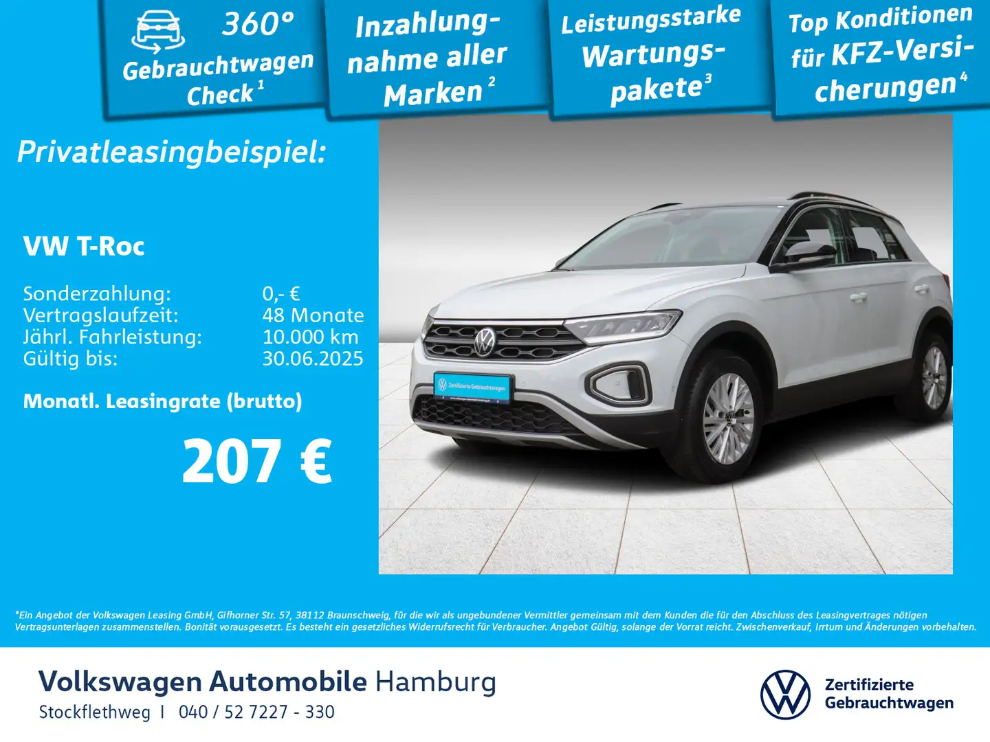 Volkswagen T-Roc 1.0 TSI Life Standhzg Navi CarPlay Sitzhzg Weiß - 1