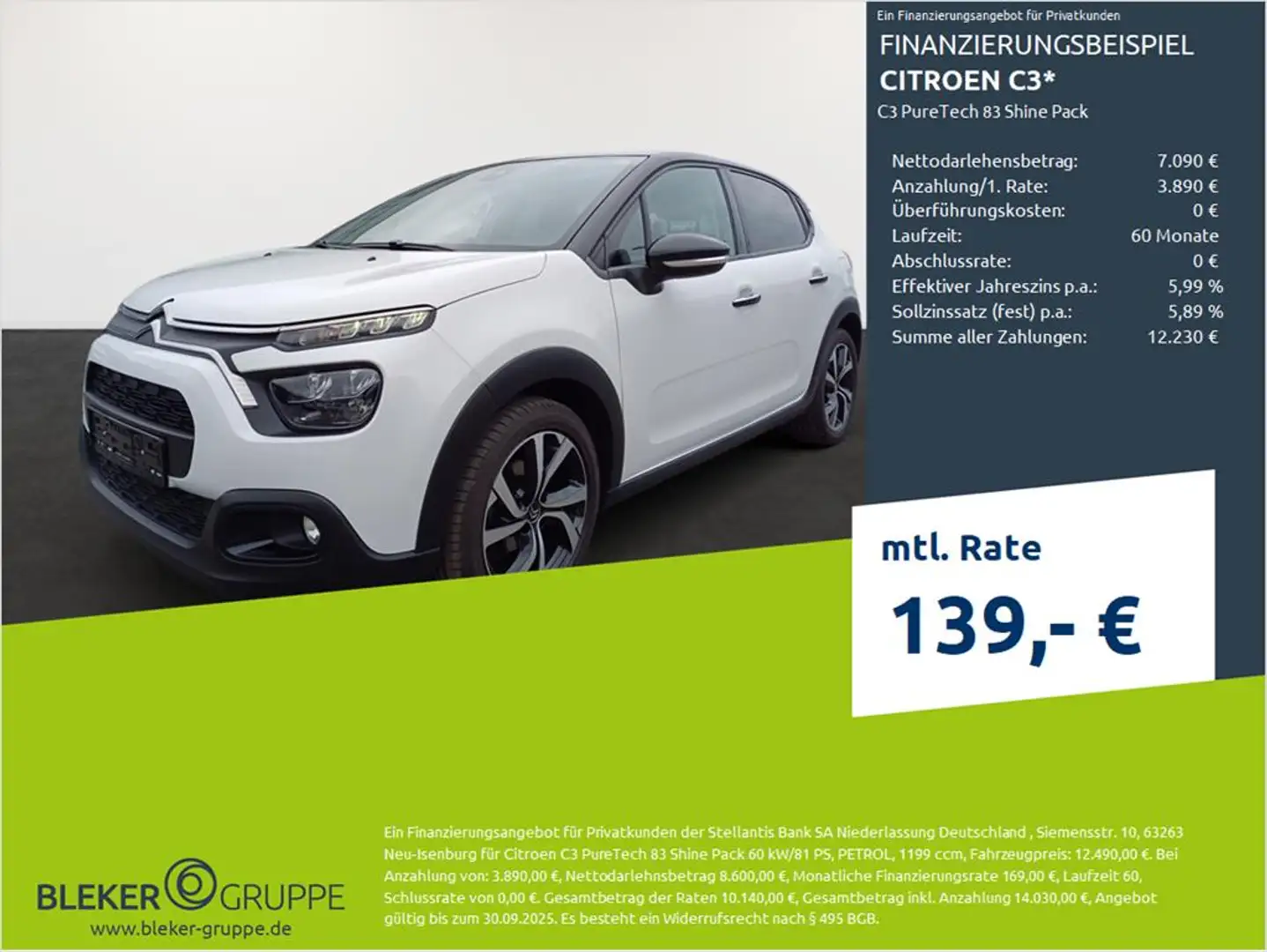 Citroen C3 C3 PureTech 83 Shine Pack Blanc - 1