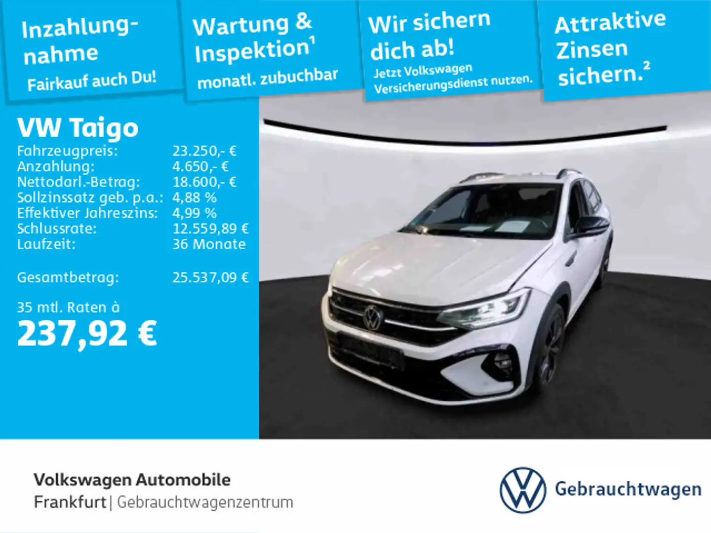 Volkswagen Taigo 1.5 TSI DSG R-Line Navi IQ.Light DAB+ Fron Weiß - 1