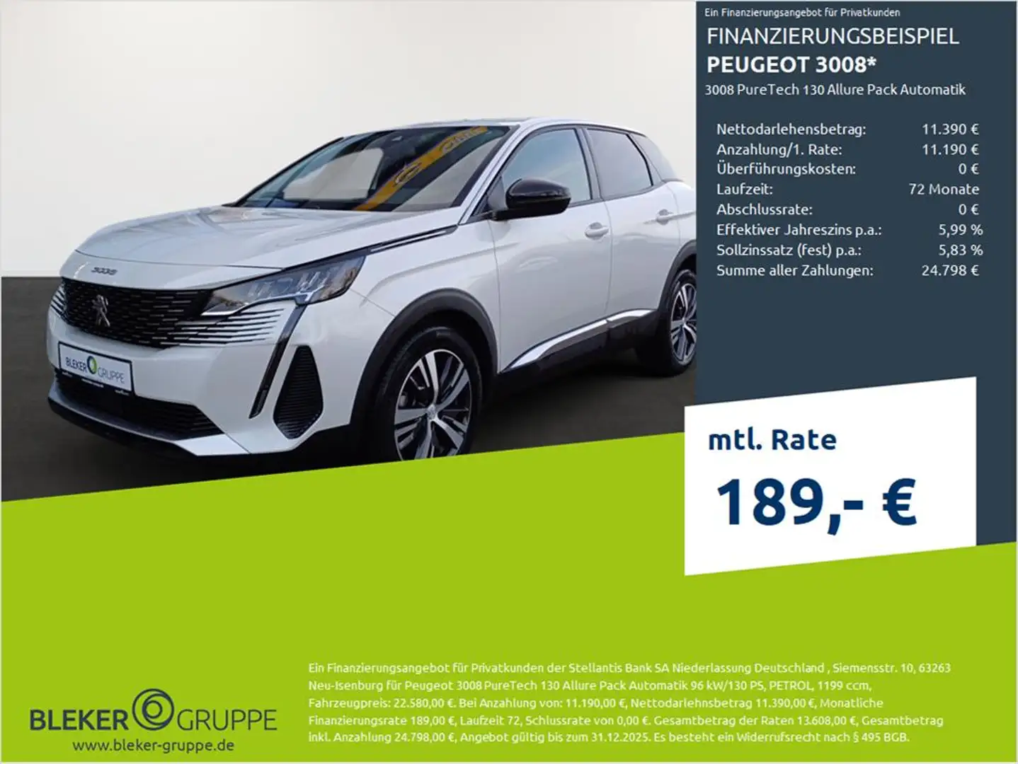 Peugeot 3008 3008 PureTech 130 Allure Pack Automatik Blanc - 1